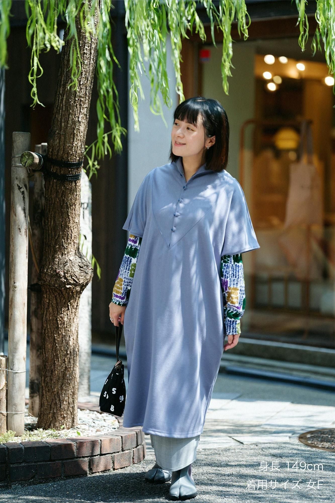 ウール混 両面編（りょうめんあみ） 太夫（たいふ） 一つ身／縹鼠（はなだ