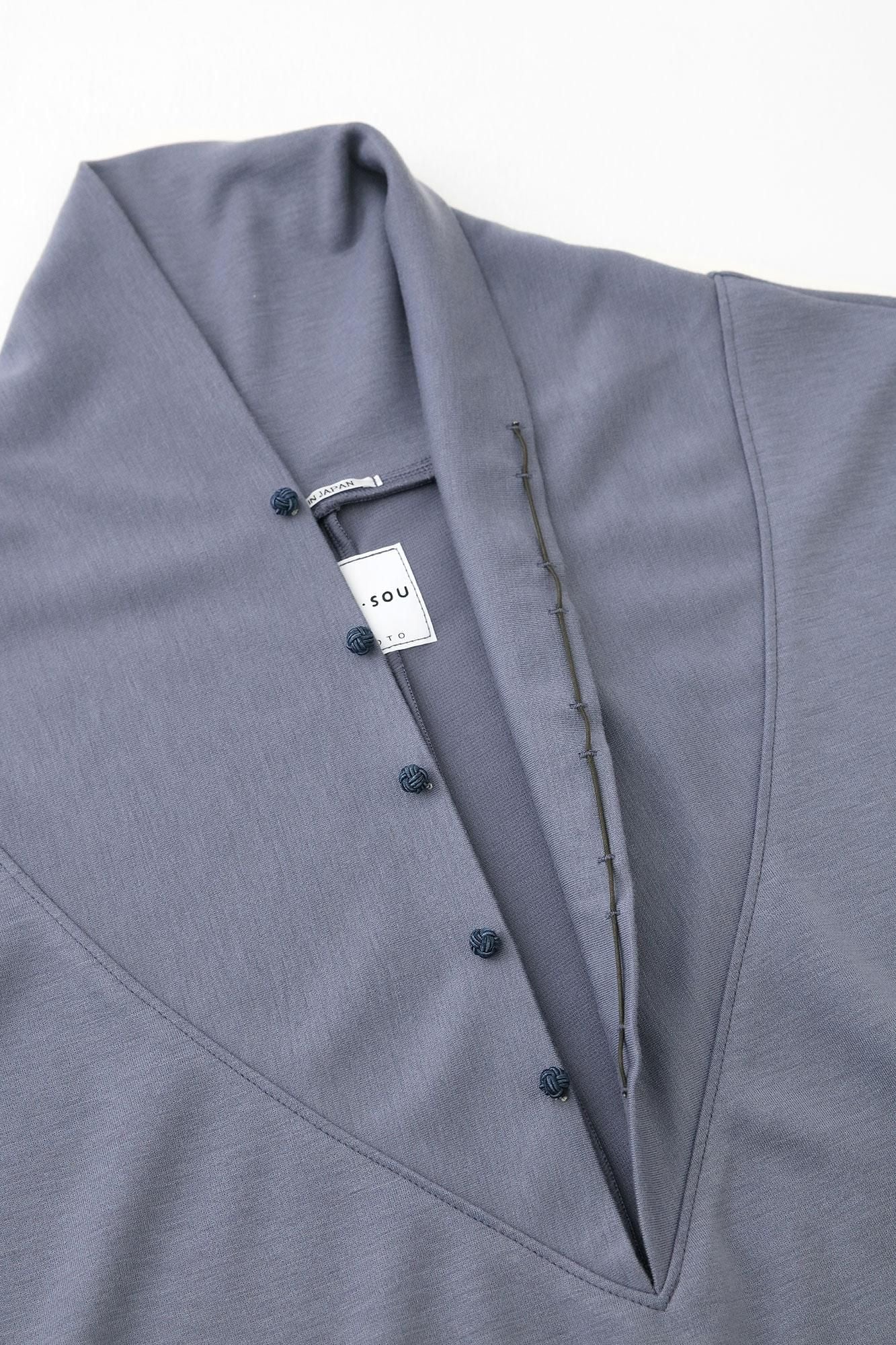 ウール混 両面編（りょうめんあみ） 太夫（たいふ） 一つ身／縹鼠（はなだ