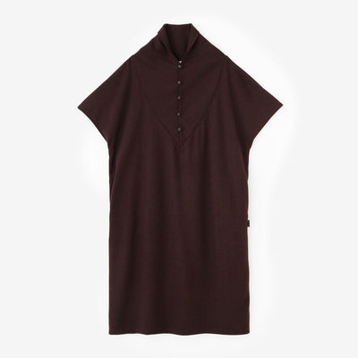 羊毛混紡 雙面編 太夫背心洋裝／深棕色