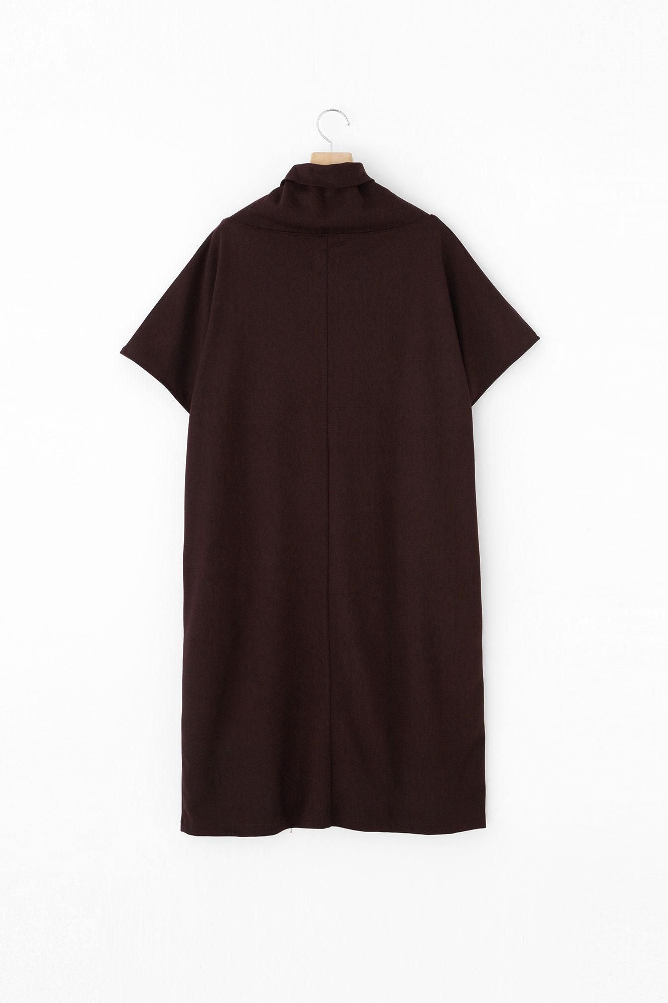 羊毛混紡 雙面編 太夫背心洋裝／深棕色