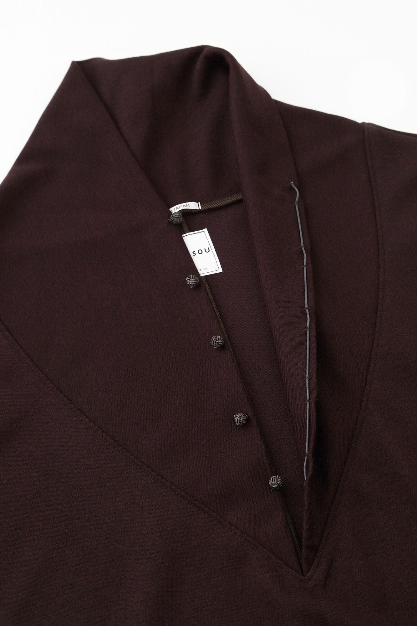 羊毛混紡 雙面編 太夫背心洋裝／深棕色