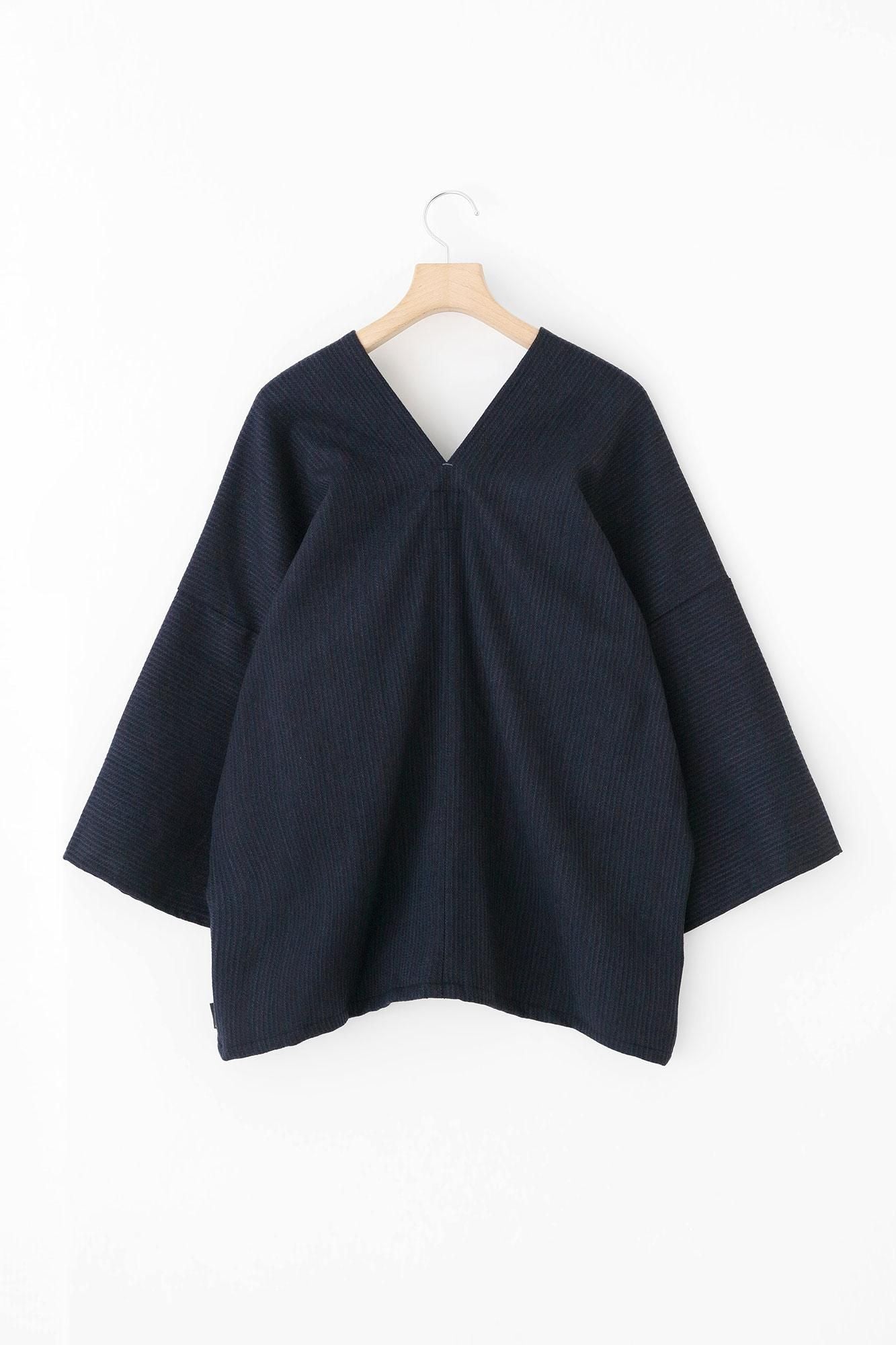 梳毛 外披/藍黑色