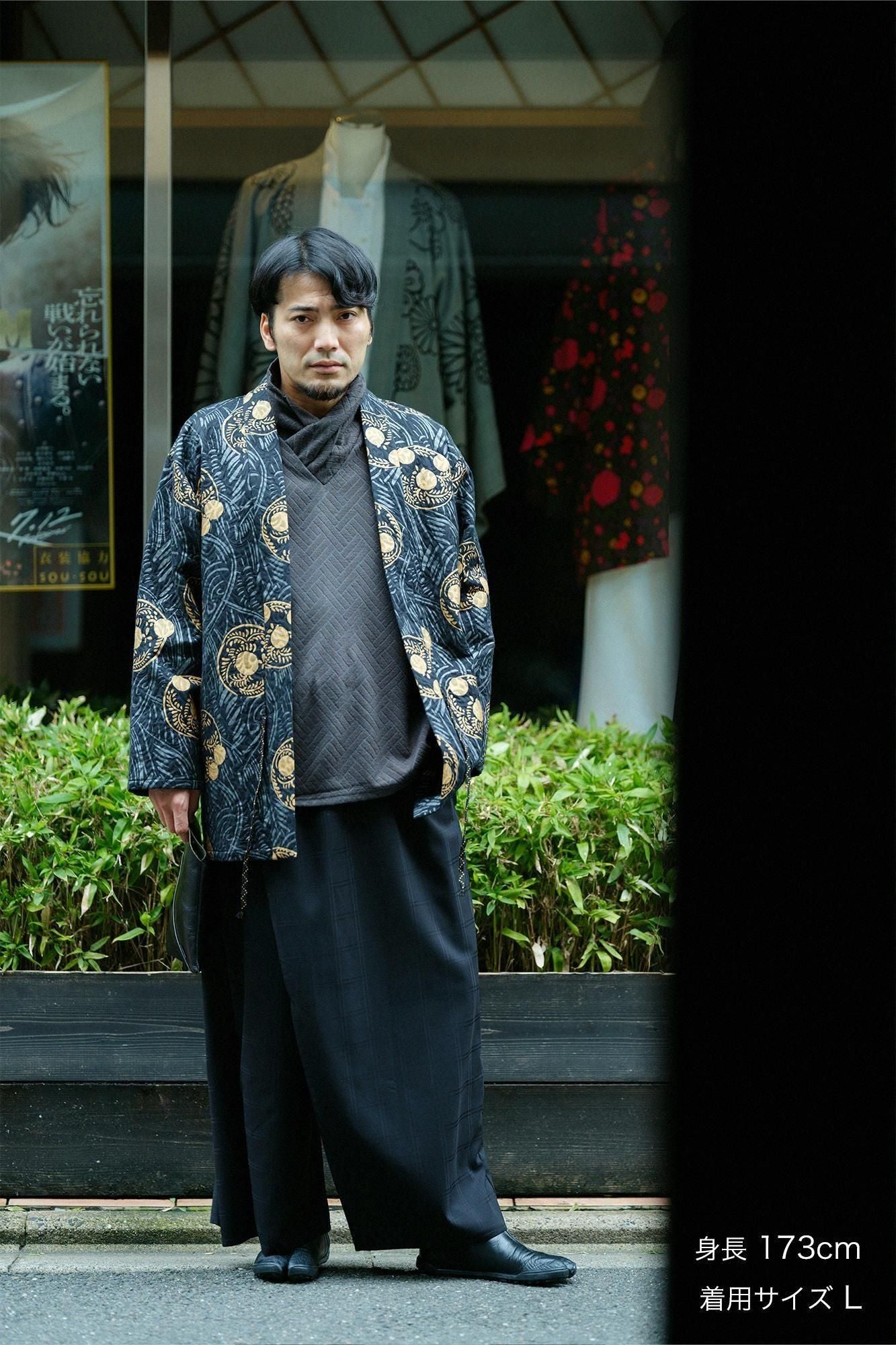 梳毛×Solotex(R)斜紋織 和服褲裝／黑色