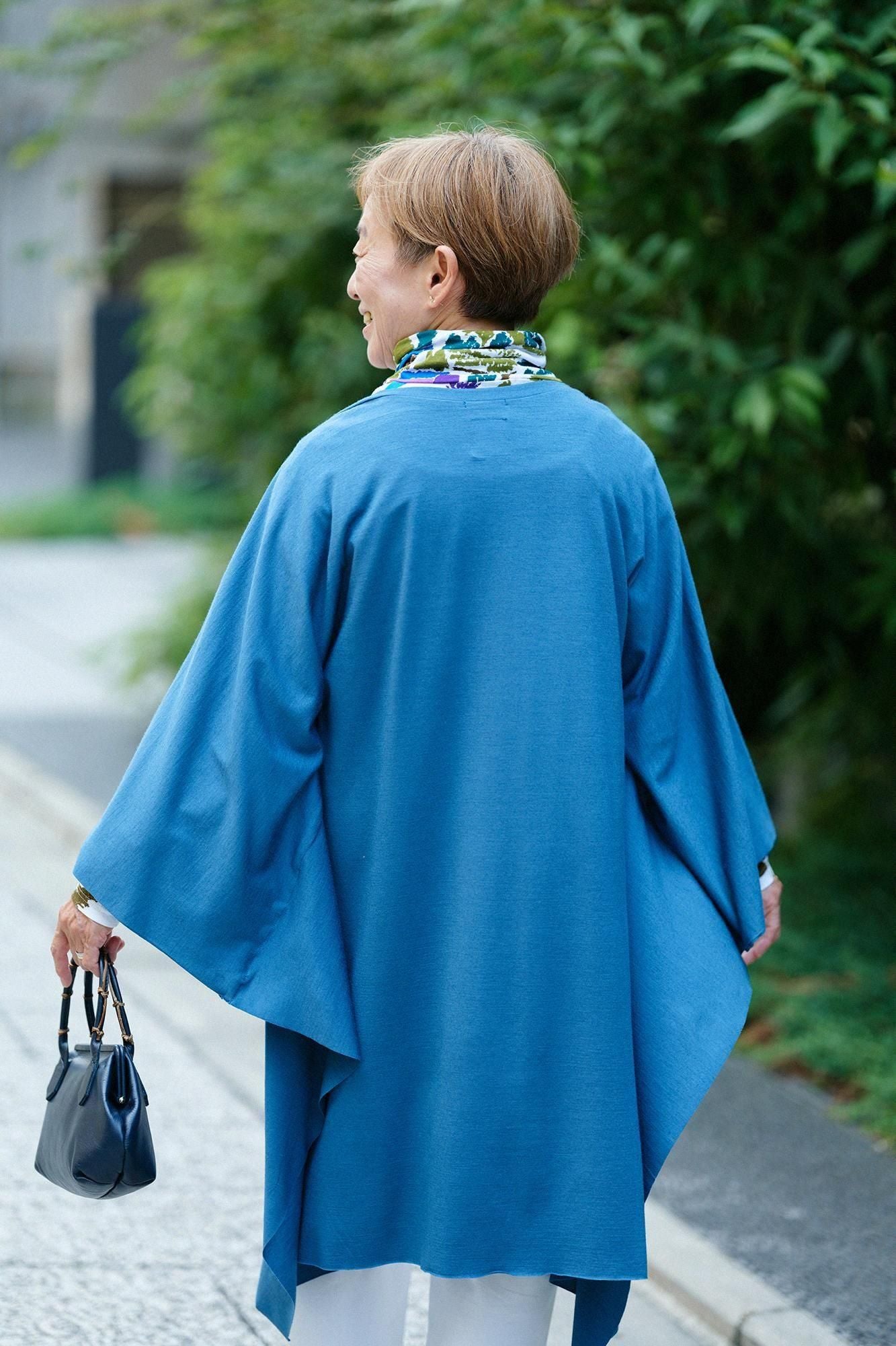 Washable Plain Stitch Wool Squirrel-like Cardigan / Pale Indigo