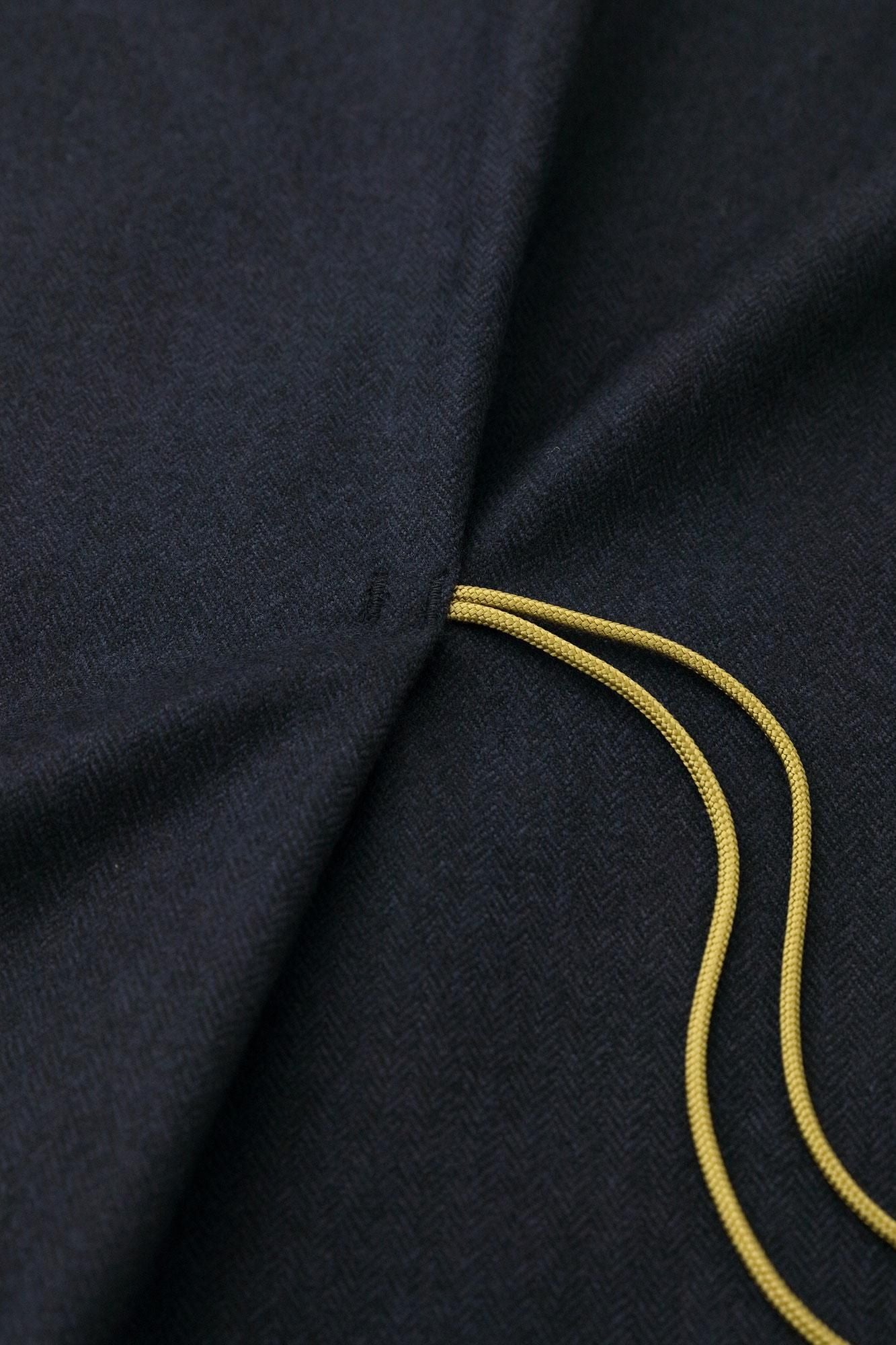 Combed Yarn Herringbone Weave Kisaragi Short Poncho / Dark Navy