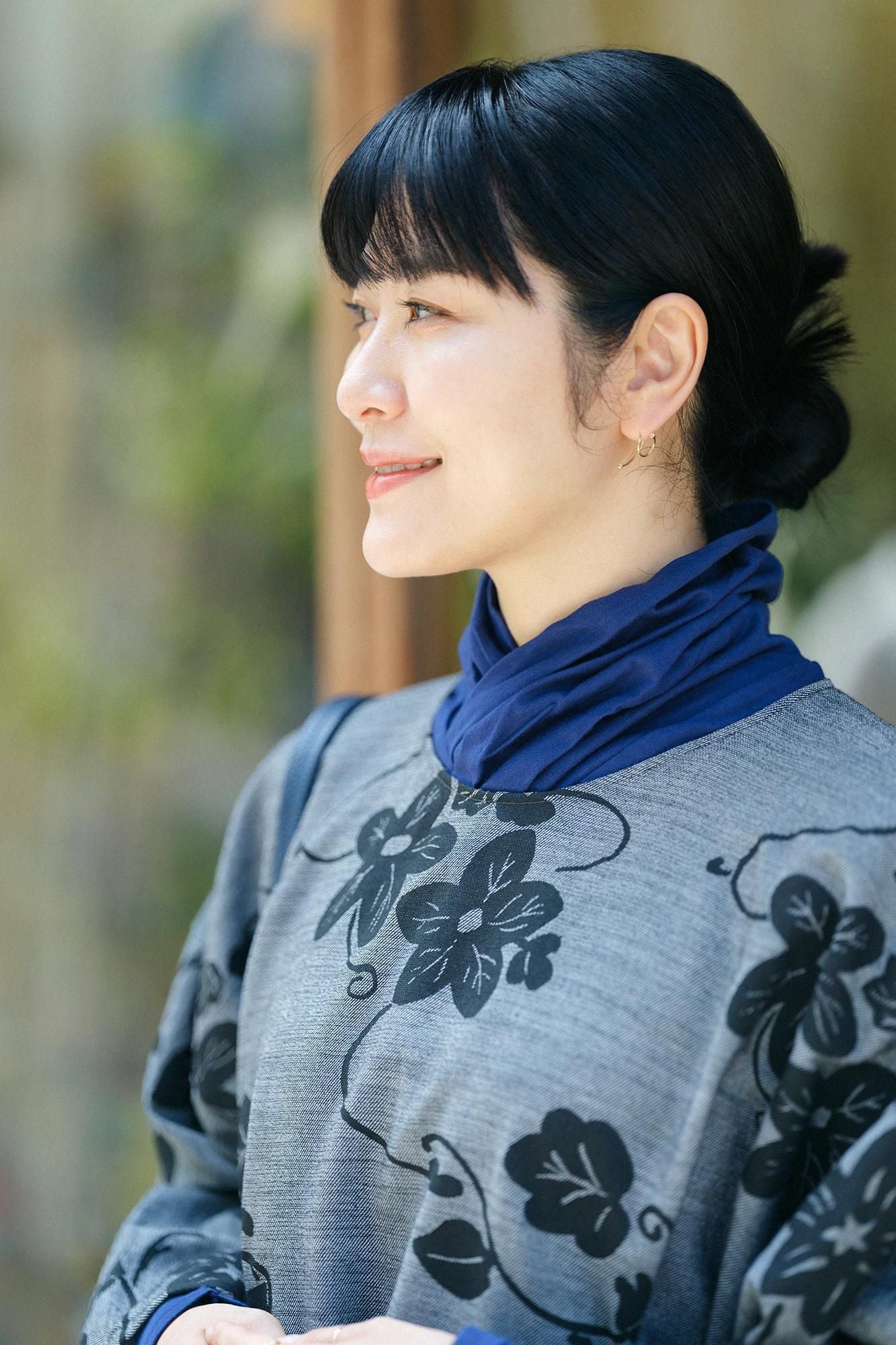 Cotton-rayon Blend Twill Weave Naginata Square Top / Graceful Dark Grey