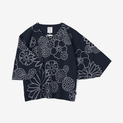 Cotton-rayon Blend Twill Weave Naginata Square Top / Gold Damask Dark Navy