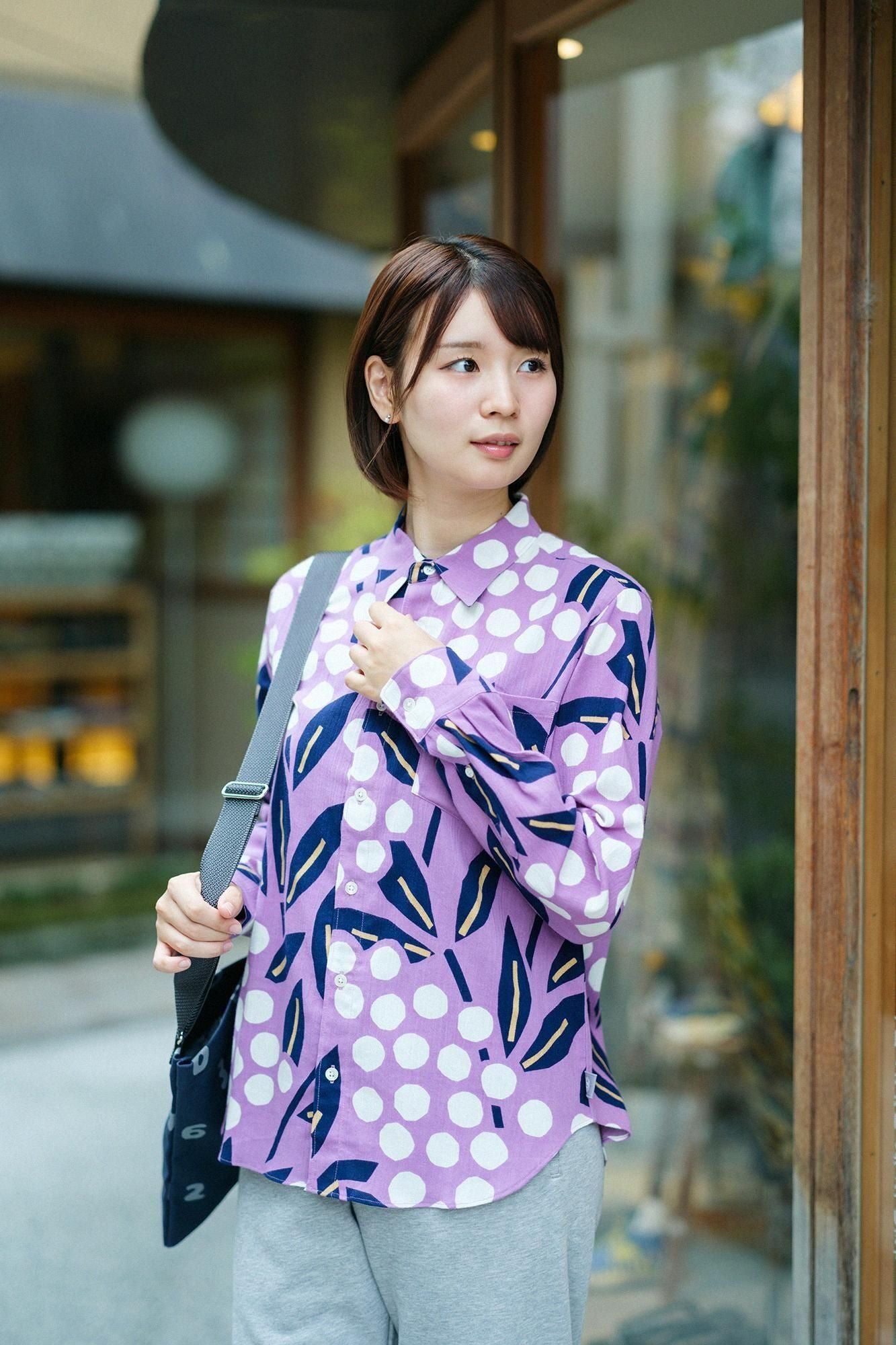 Chizimi Cotton 20/20 Long-sleeved Shirt / Nandina Bamboo