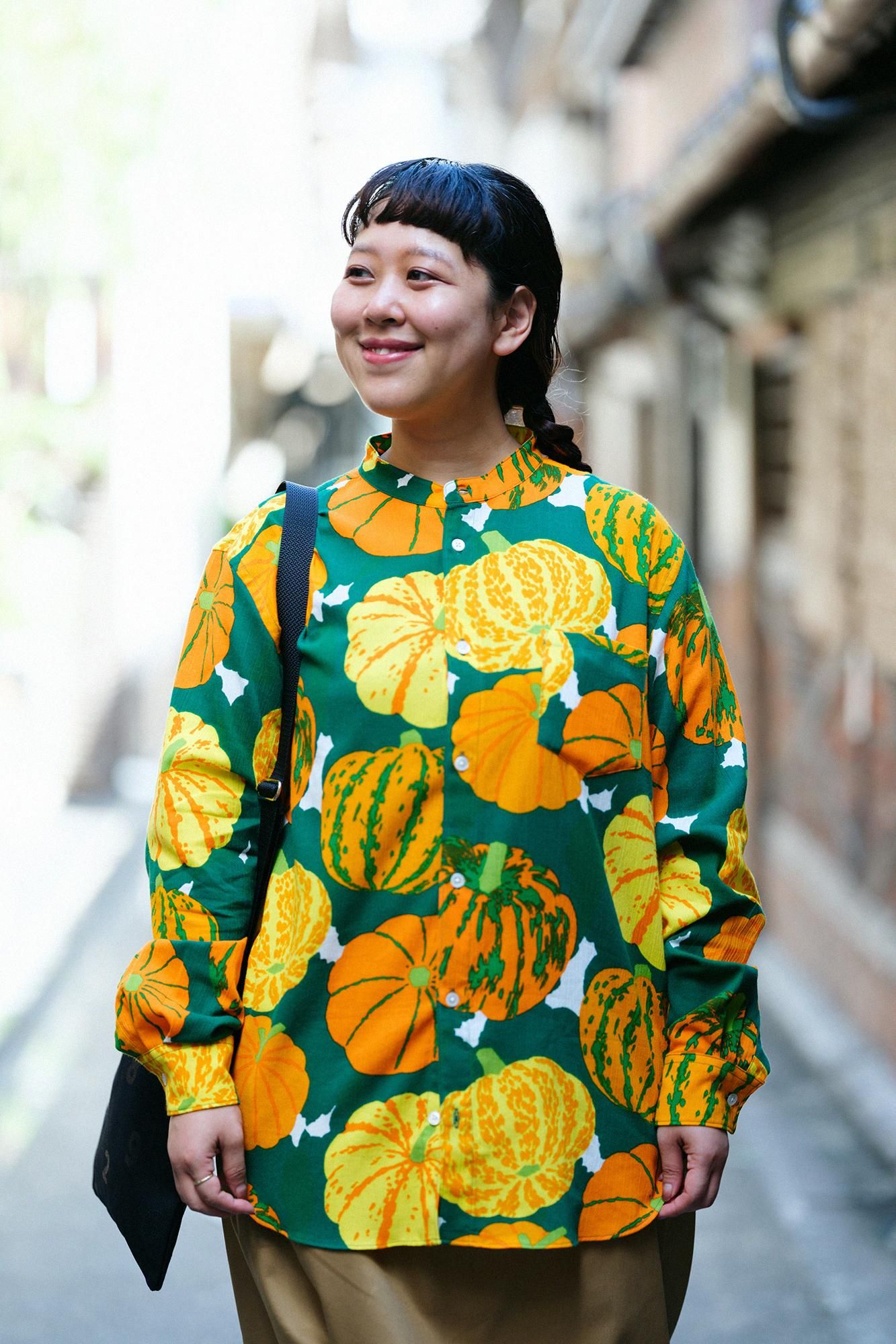 Shiji Takashima 20/20 Stehkragenhemd/Kürbis