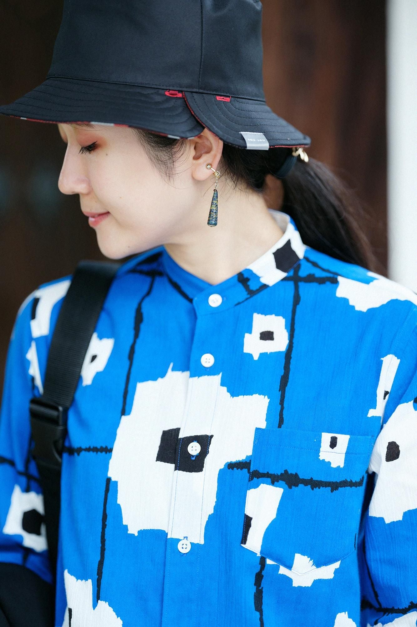 高島縮 20/20 スタンドカラーシャツ／天花（てんか）