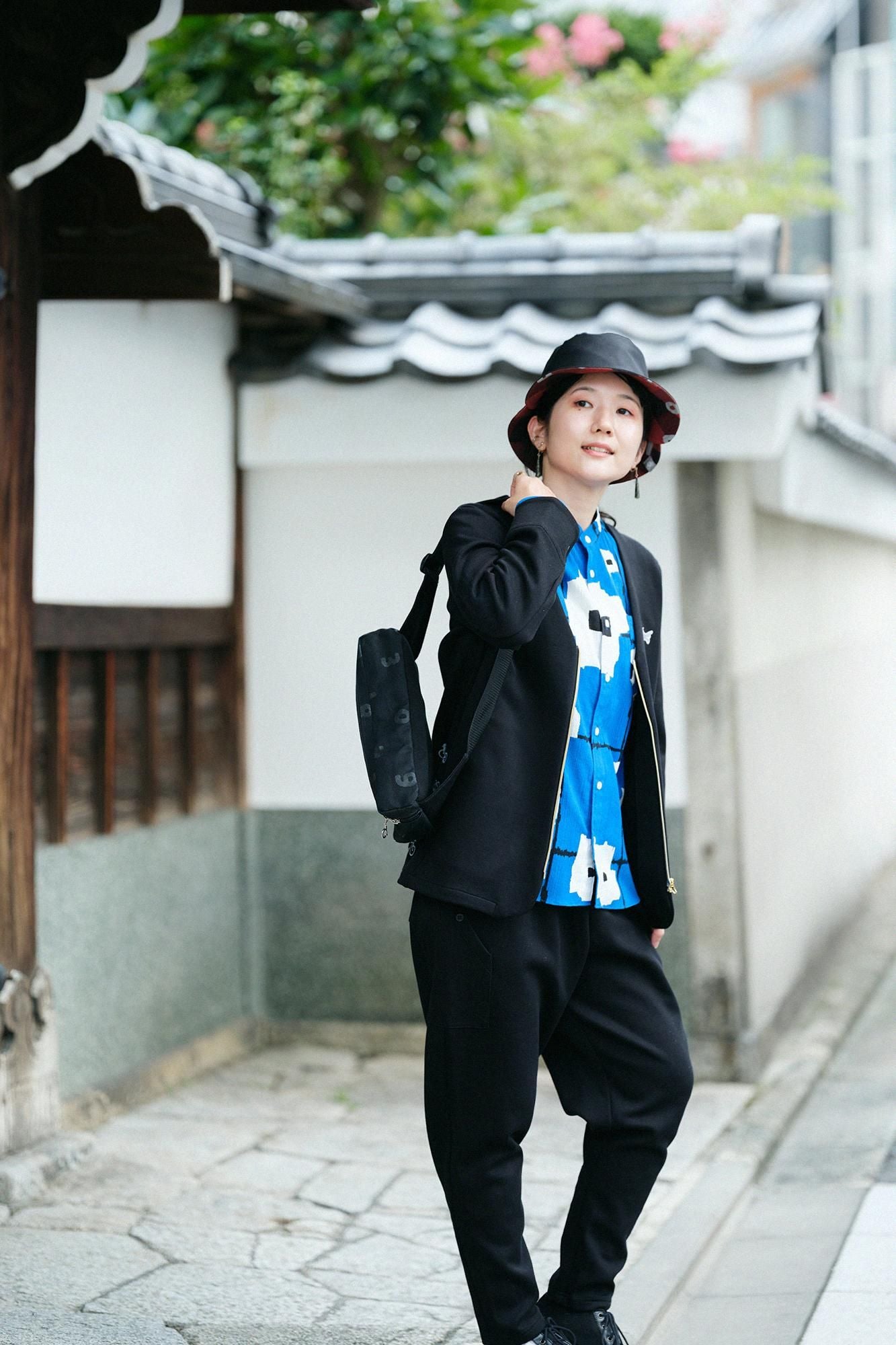 高島縮 20/20 スタンドカラーシャツ／天花（てんか）