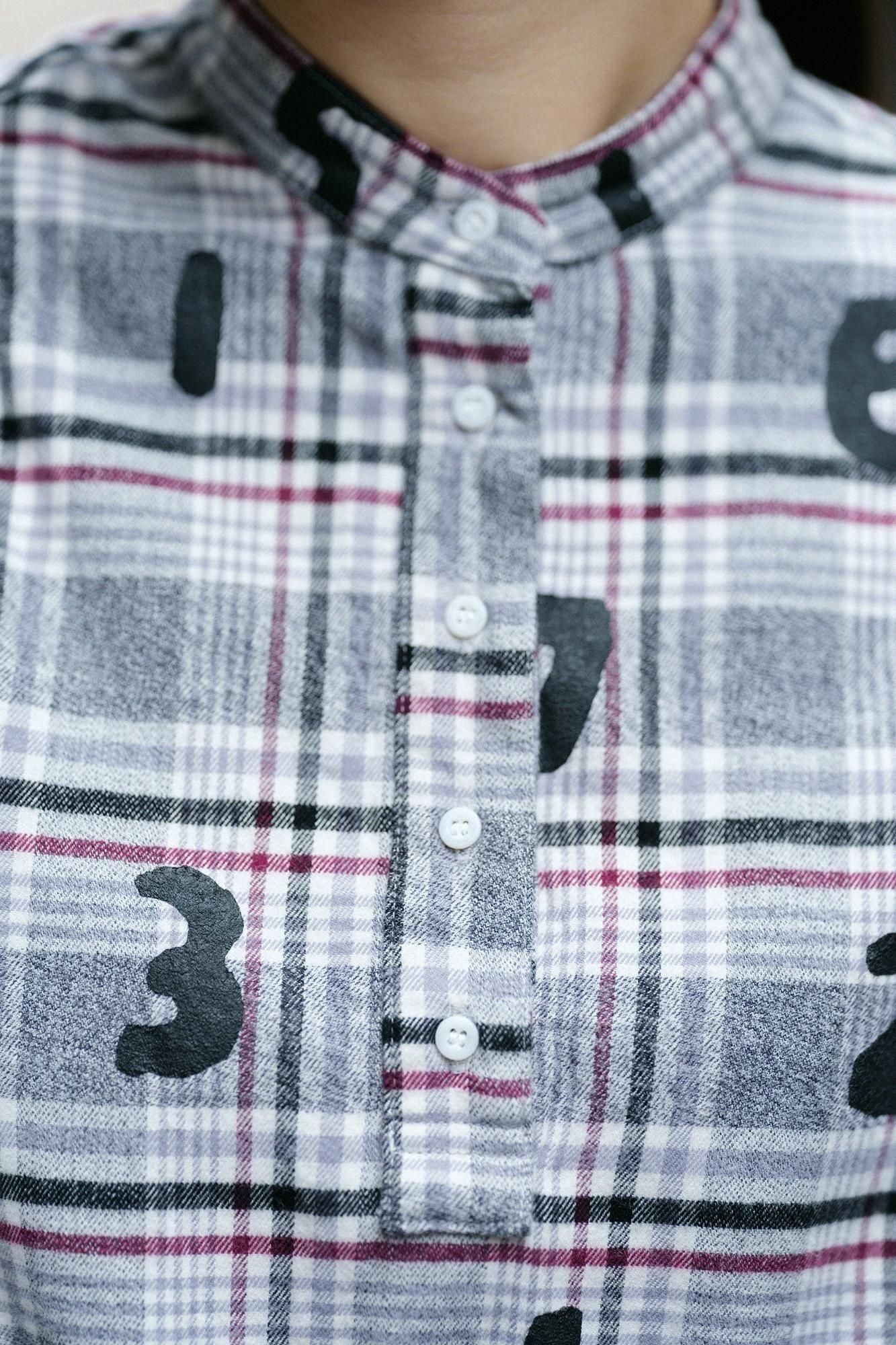 超长棉质格纹 H.N.BIKE 连衣裙/SO-SU-U 灰色