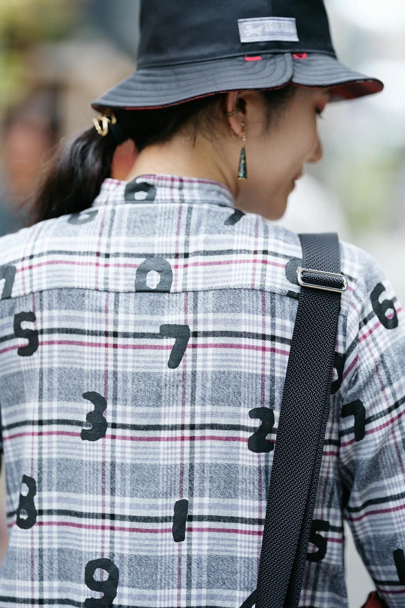 超长棉质格纹 H.N.BIKE 连衣裙/SO-SU-U 灰色