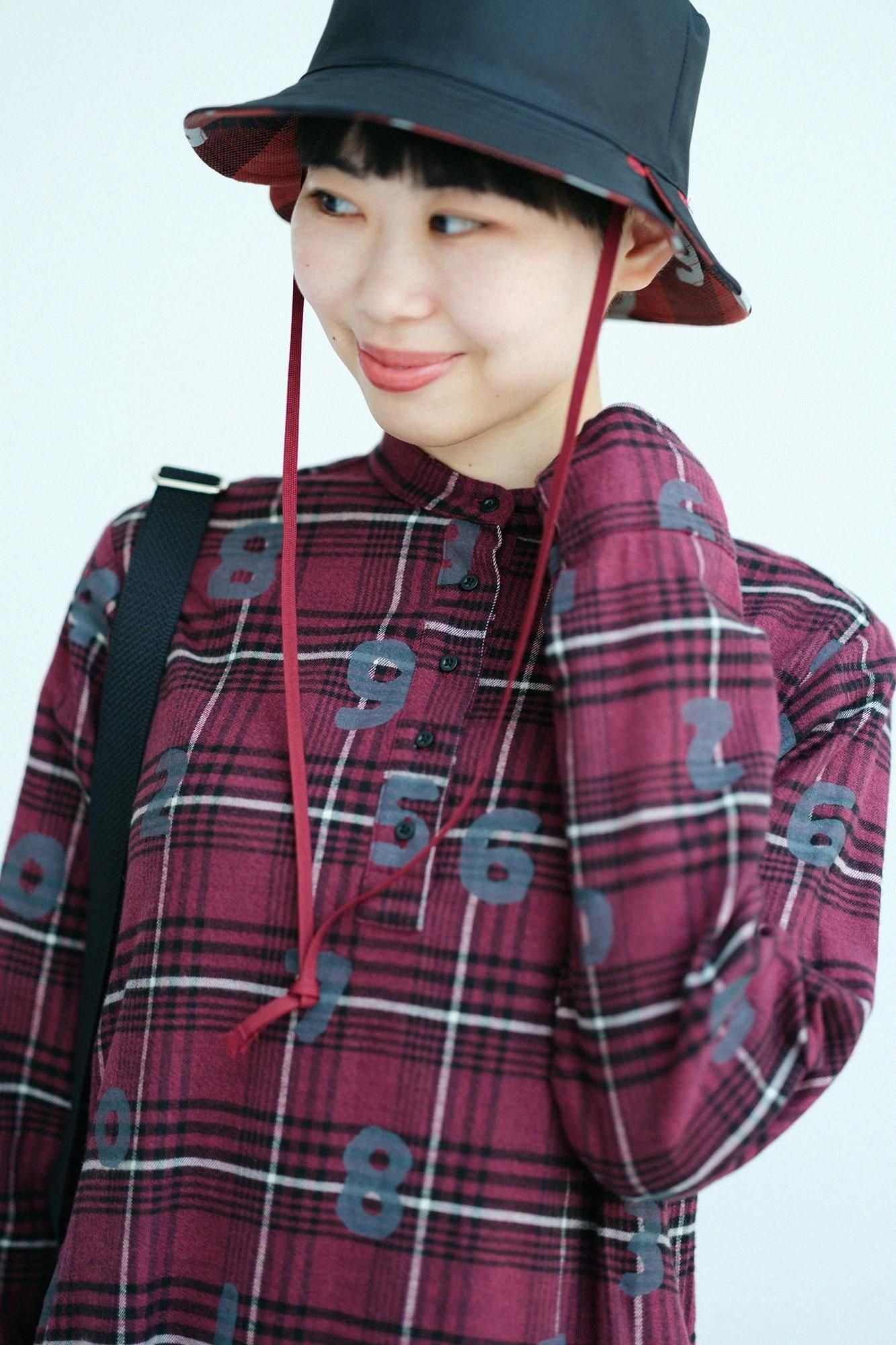 超長棉Glenn /法蘭絨格子H.N.BIKE連身裙SO-SU-U十數酒紅色