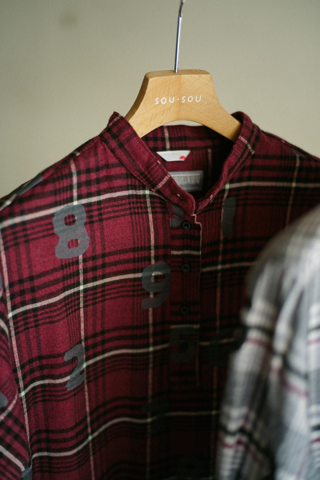 超長棉Glenn /法蘭絨格子H.N.BIKE連身裙SO-SU-U十數酒紅色