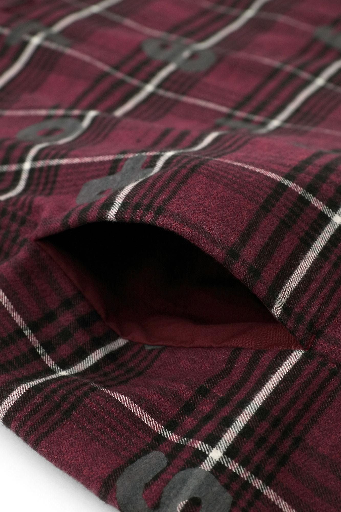 超長棉Glenn /法蘭絨格子H.N.BIKE連身裙SO-SU-U十數酒紅色