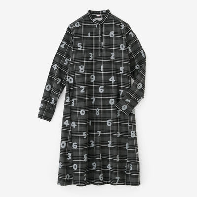Long Staple Cotton Glen Flannel Check H.N.BIKE One-piece Dress / SO-SU-U Dark Grey