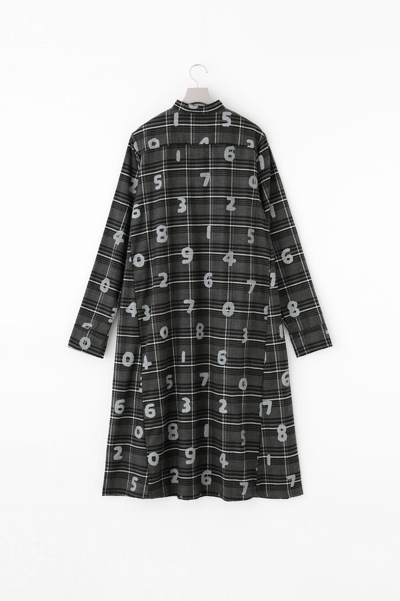 超长棉质格纹 H.N.BIKE 连衣裙/SO-SU-U 深灰色