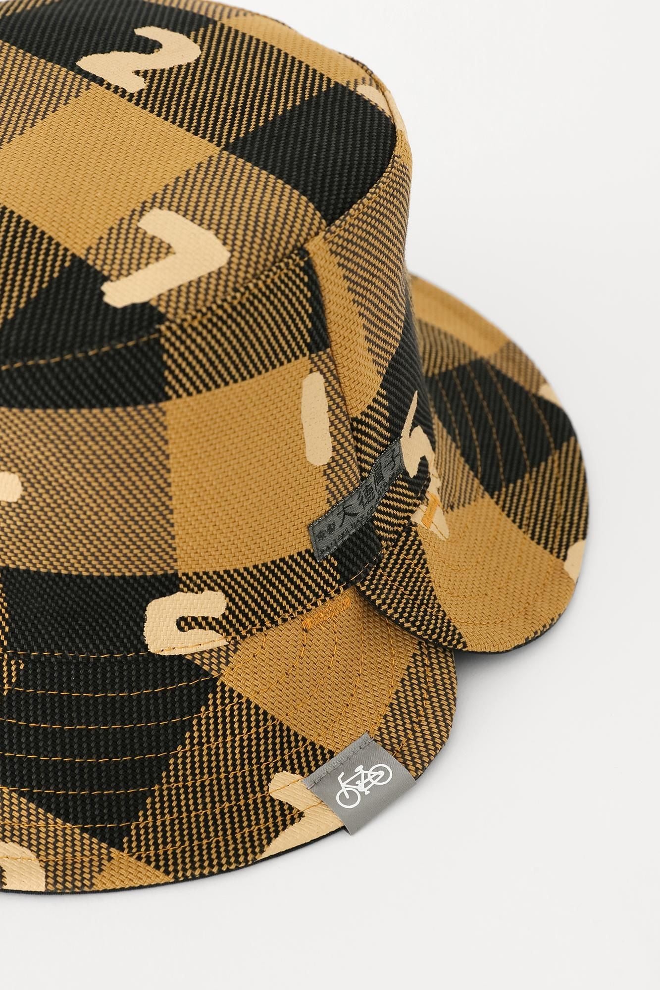 Chapeau de vélo réversible à carreaux en sergé épais/SO-SU-U moutarde