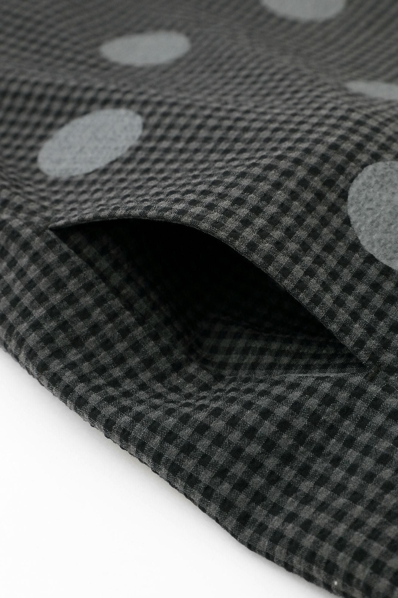 Wool Sucker BIKE One-piece Dress / Polka Dots Mara Gray Black Check