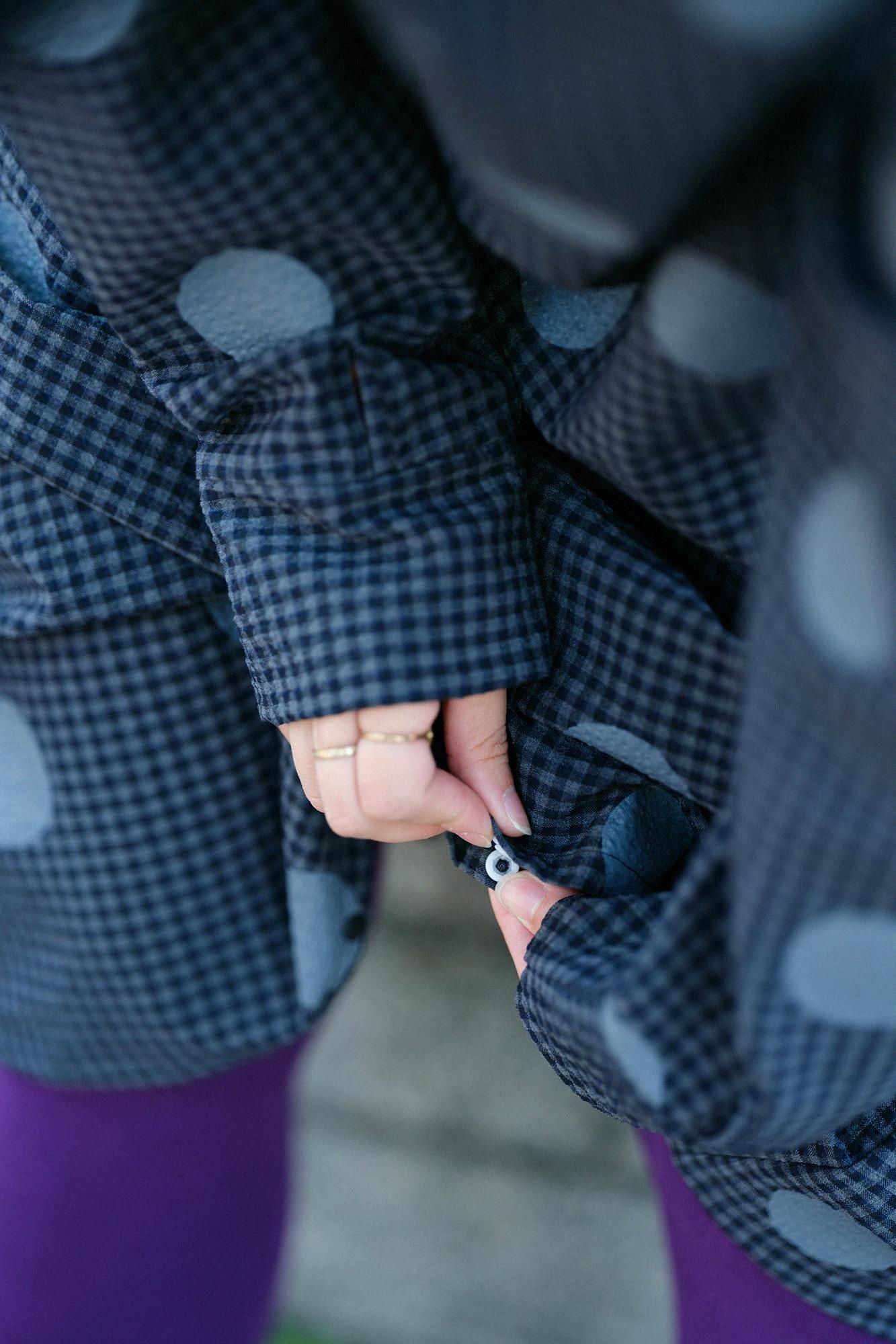 Wool Sucker BIKE One-piece Dress / Polka Dots Mara Gray Black Check