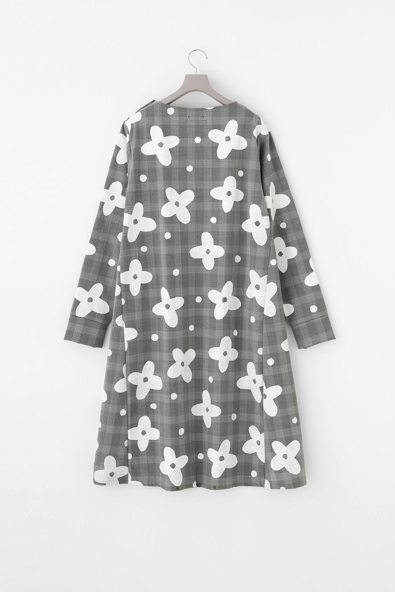 羊毛泡泡布 BIKE 連身裙／山花風 銀灰色格紋