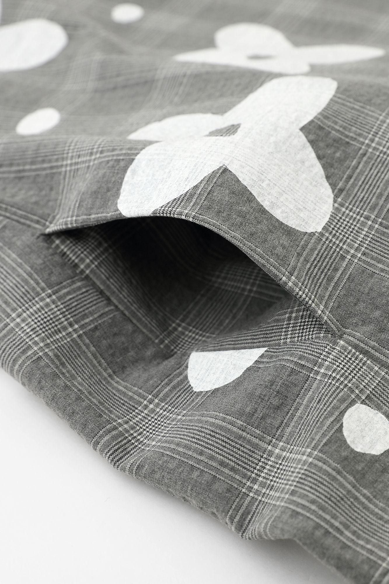 羊毛泡泡布 BIKE 連身裙／山花風 銀灰色格紋