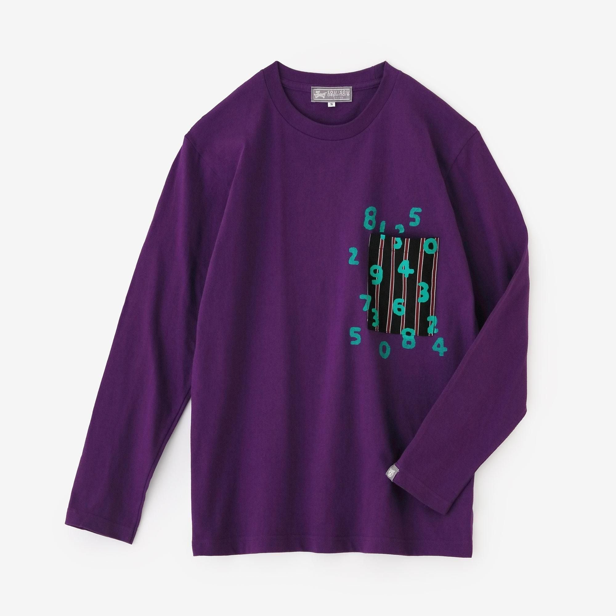 net限定】長袖 ポケットTシャツ[5.6]／パープル×SO-SU-U昆（こん）