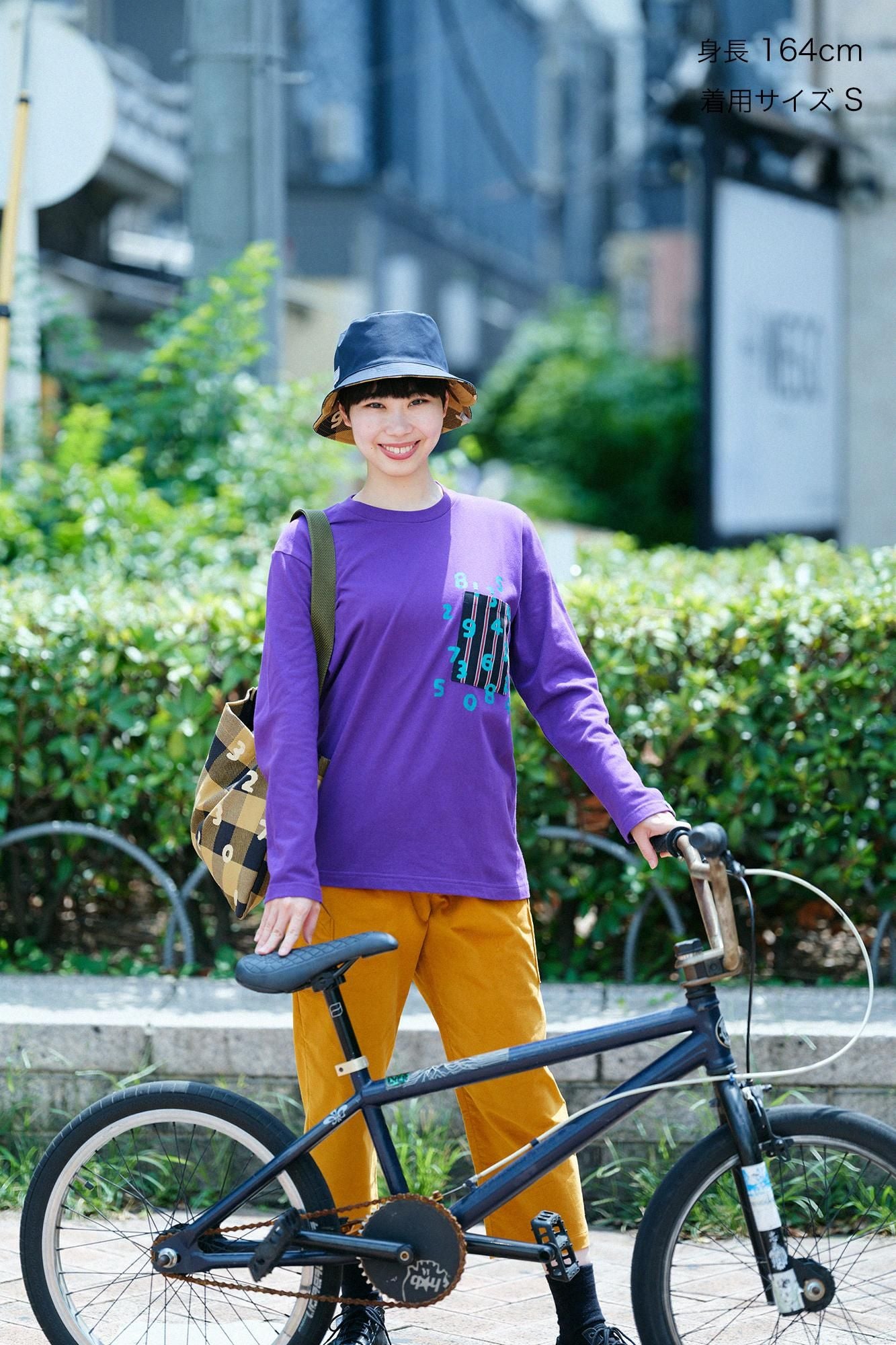 Langarm-T-Shirt mit Taschen [5,6]/Lila×SO-SU-UKon