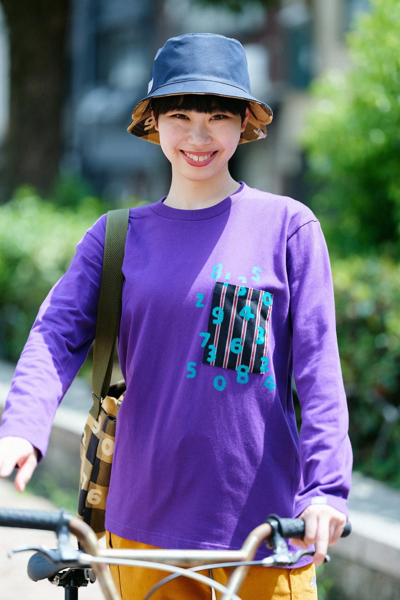 Langarm-T-Shirt mit Taschen [5,6]/Lila×SO-SU-UKon