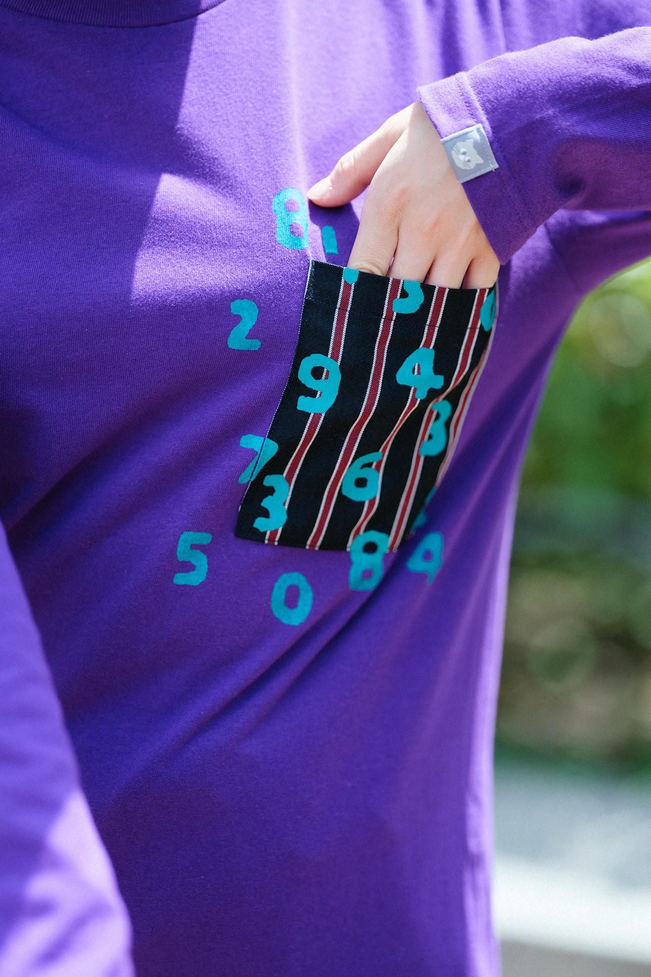 Langarm-T-Shirt mit Taschen [5,6]/Lila×SO-SU-UKon