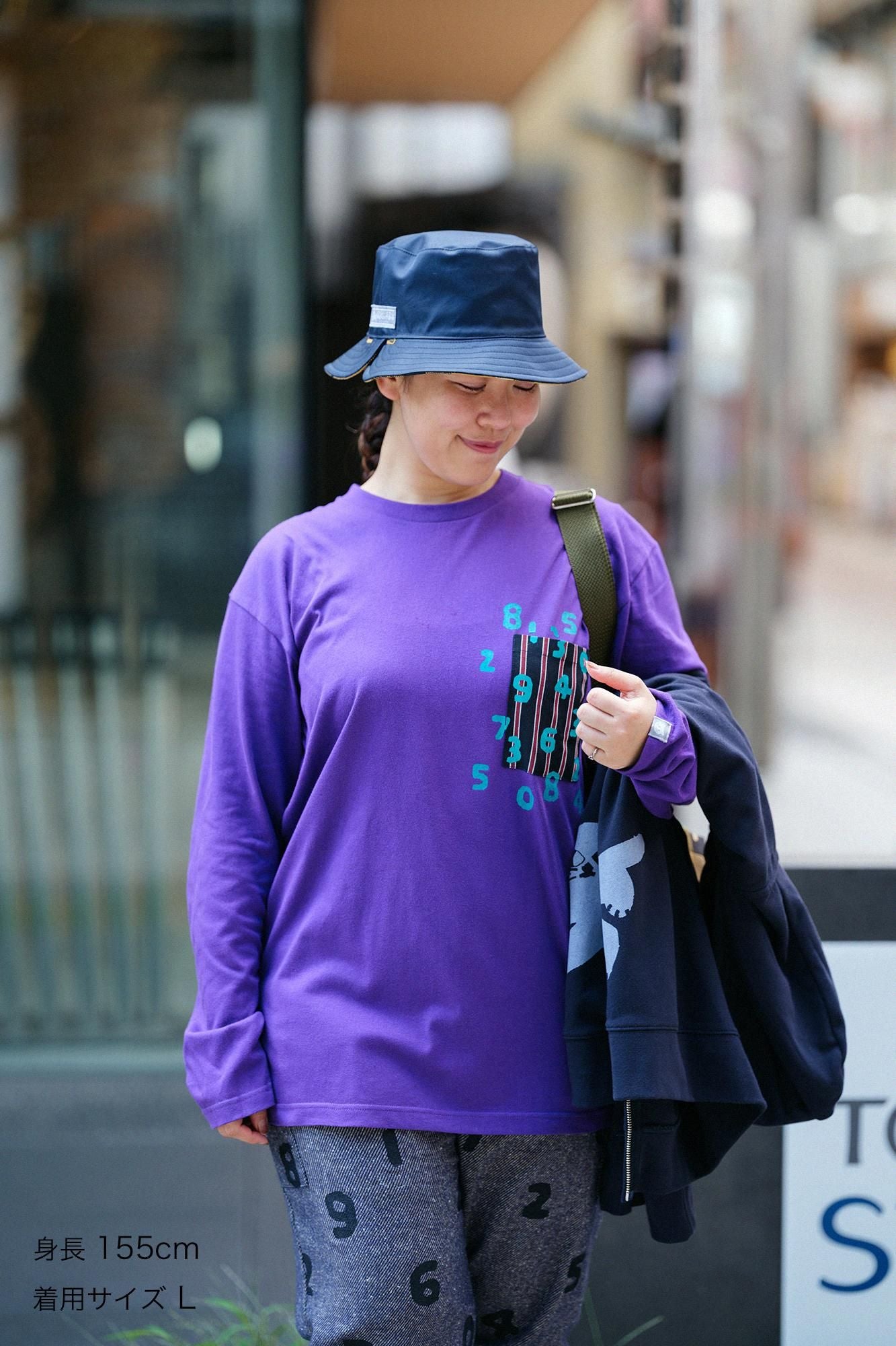 Langarm-T-Shirt mit Taschen [5,6]/Lila×SO-SU-UKon