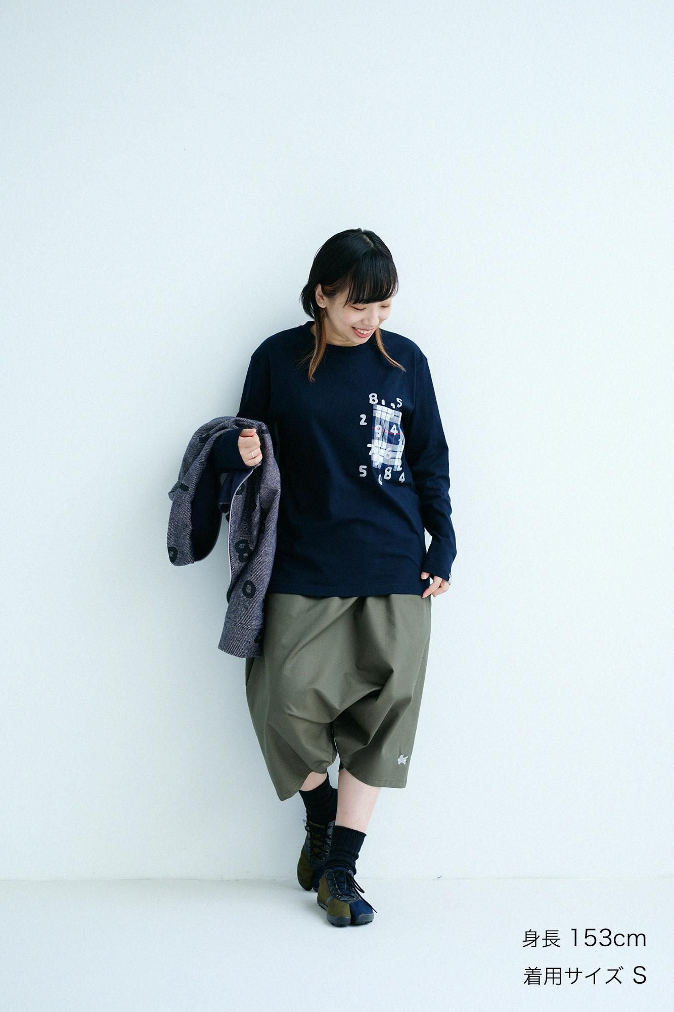 長袖 ポケットTシャツ[5.6]／ネイビー×SO-SU-U昆（こん）