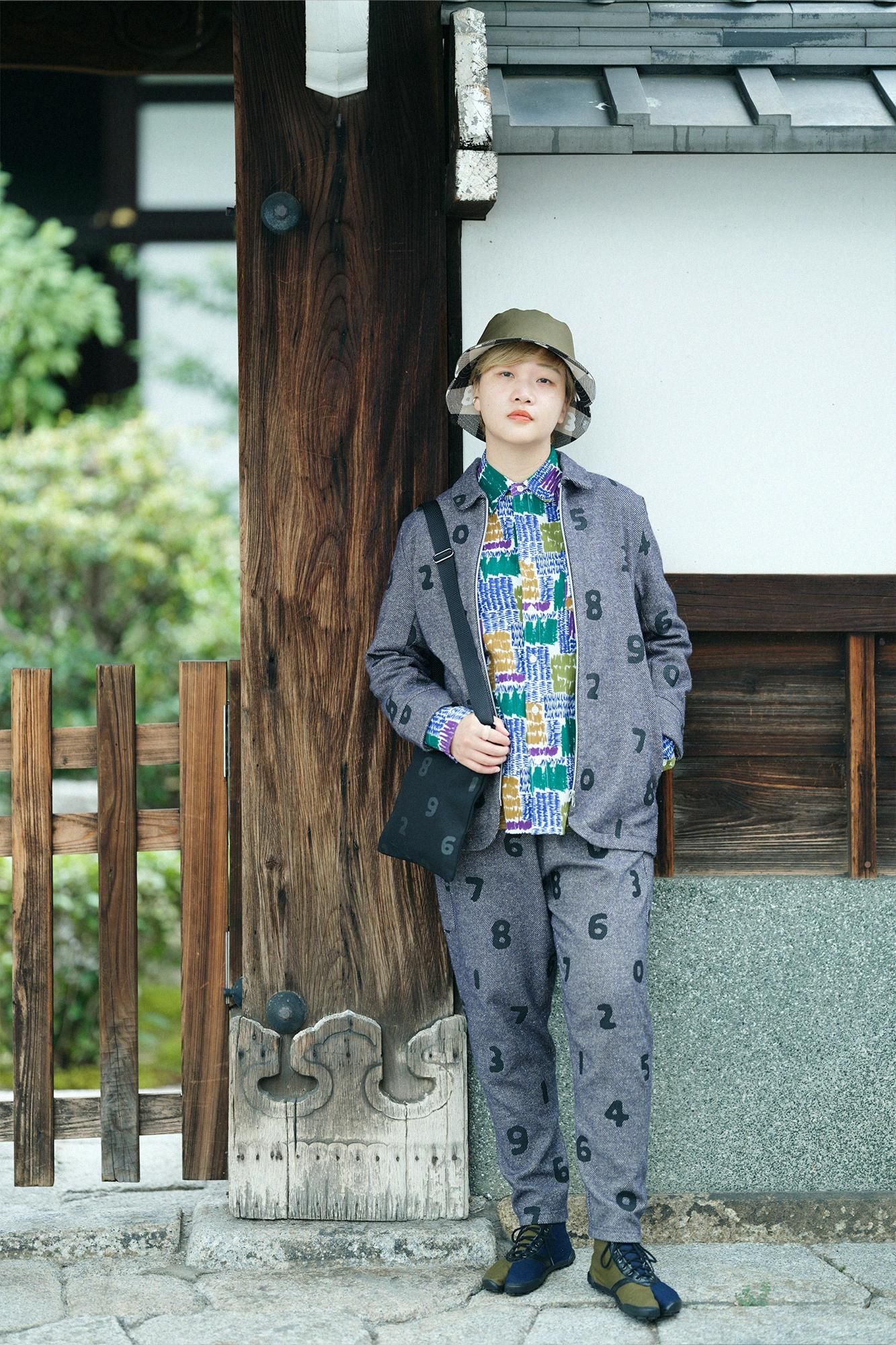 棉斜紋織有領ZIP UP外套／SO-SU-U十數 混藍色