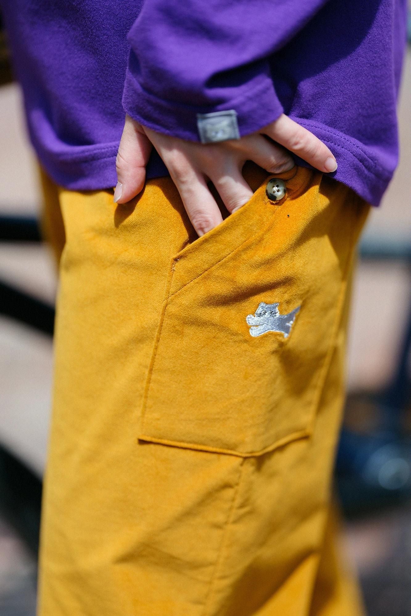 Velours côtelé extensible BIKE Suteteko/Marigold