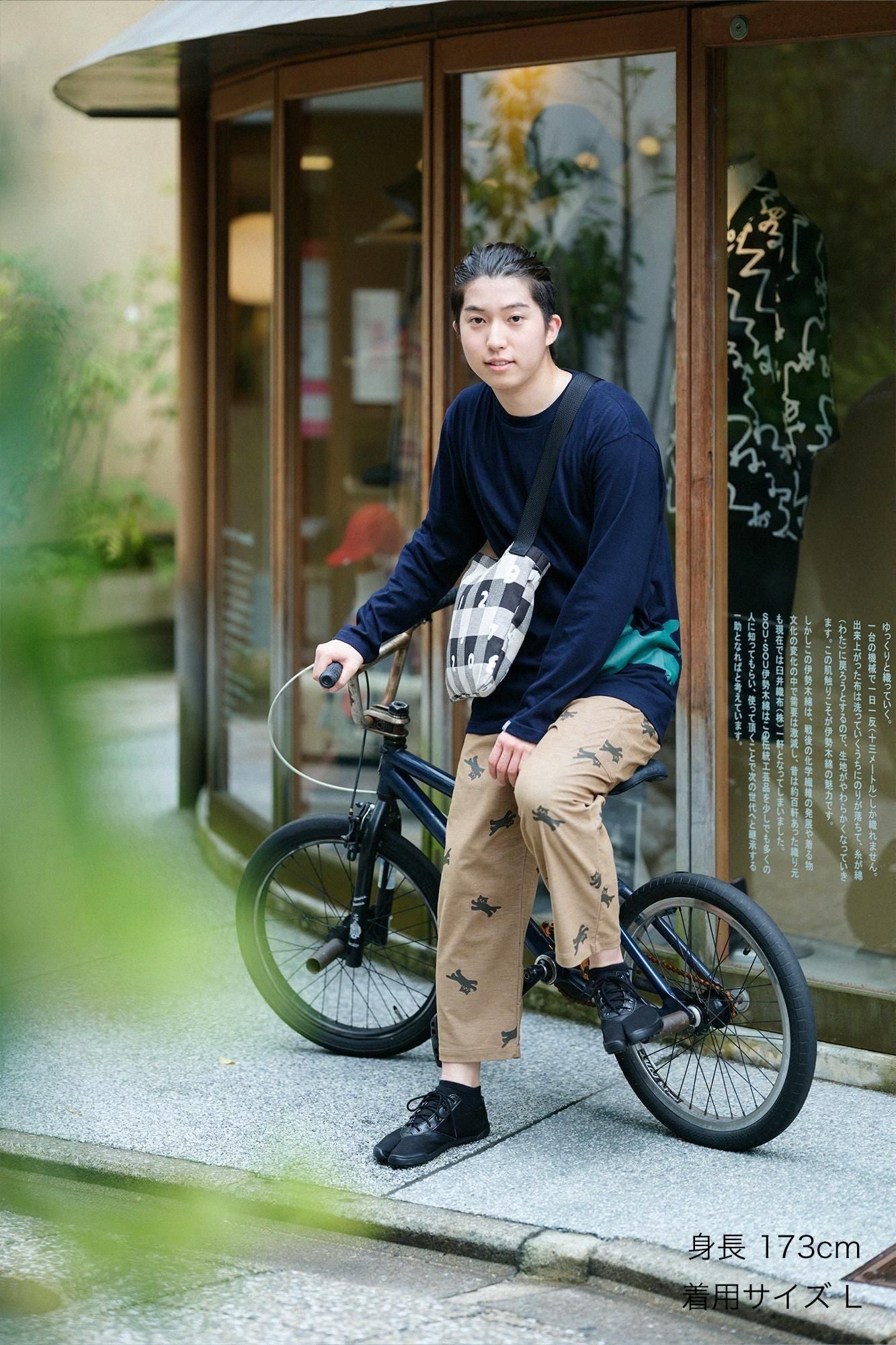 스트레치벨벳 BIKE 스테테코/황토색을 달리는 고양이