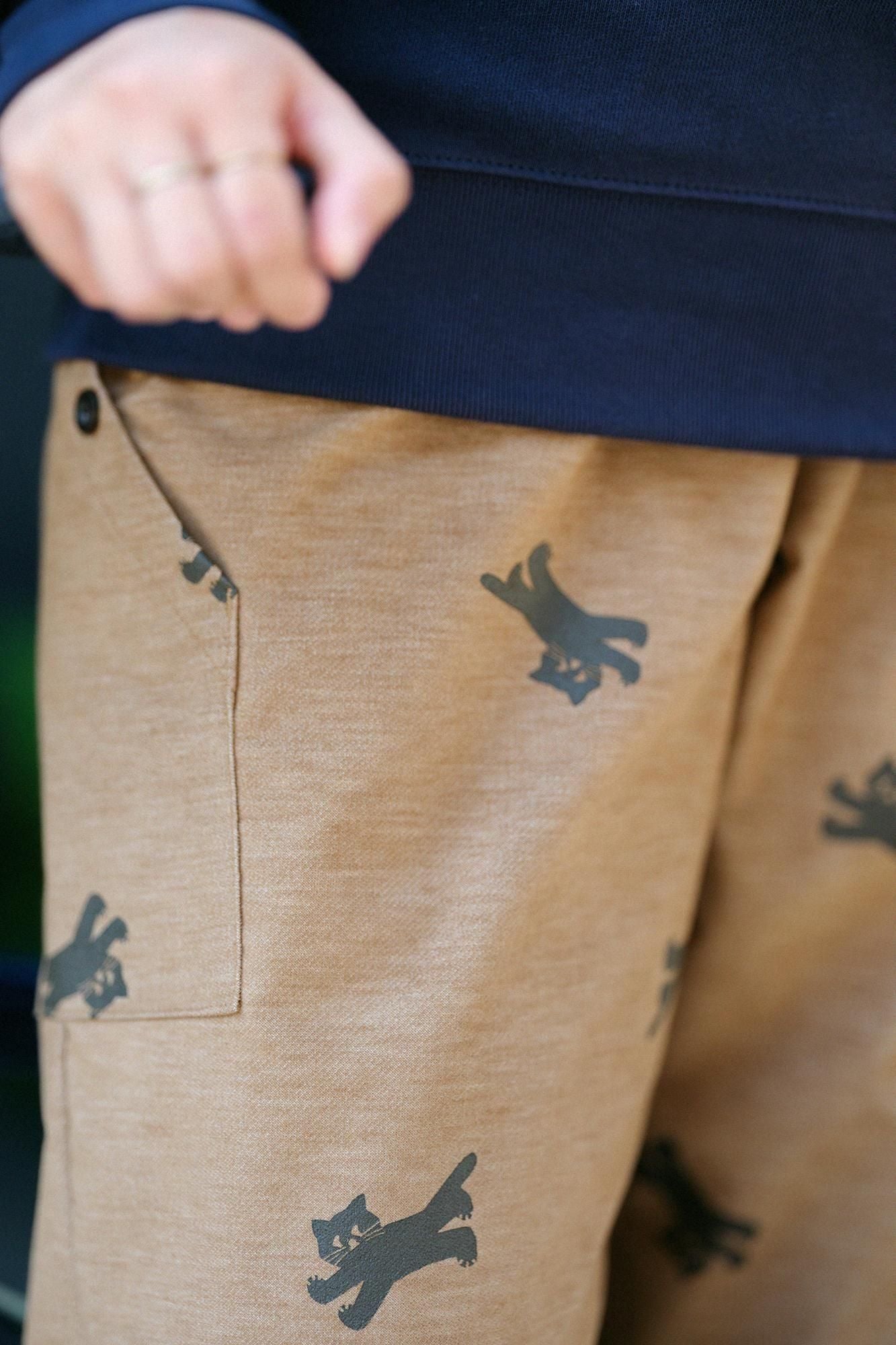 스트레치벨벳 BIKE 스테테코/황토색을 달리는 고양이