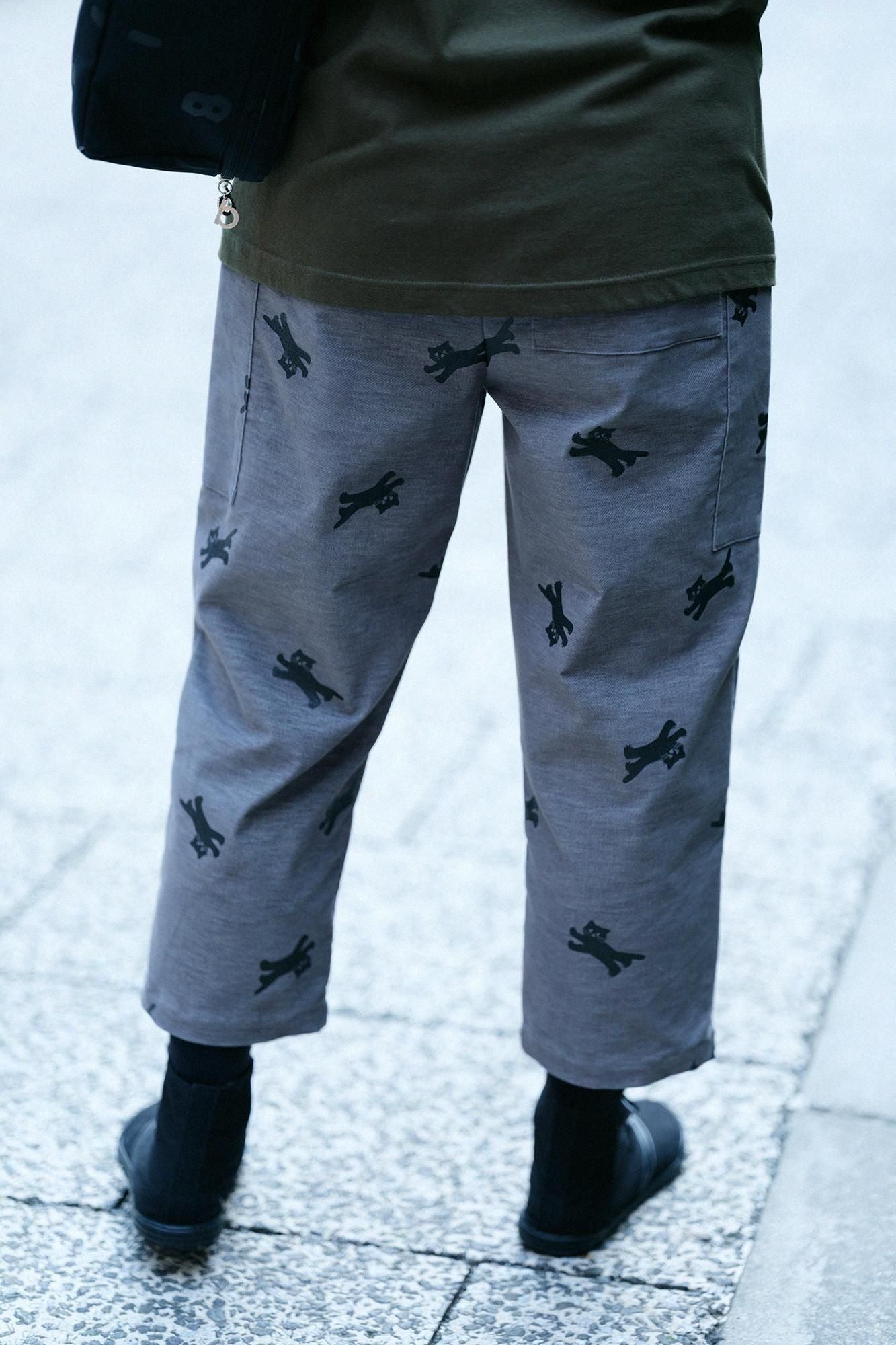 【net限定】ストレッチビロード BIKE すててこ／ねこ かけっこ グレー