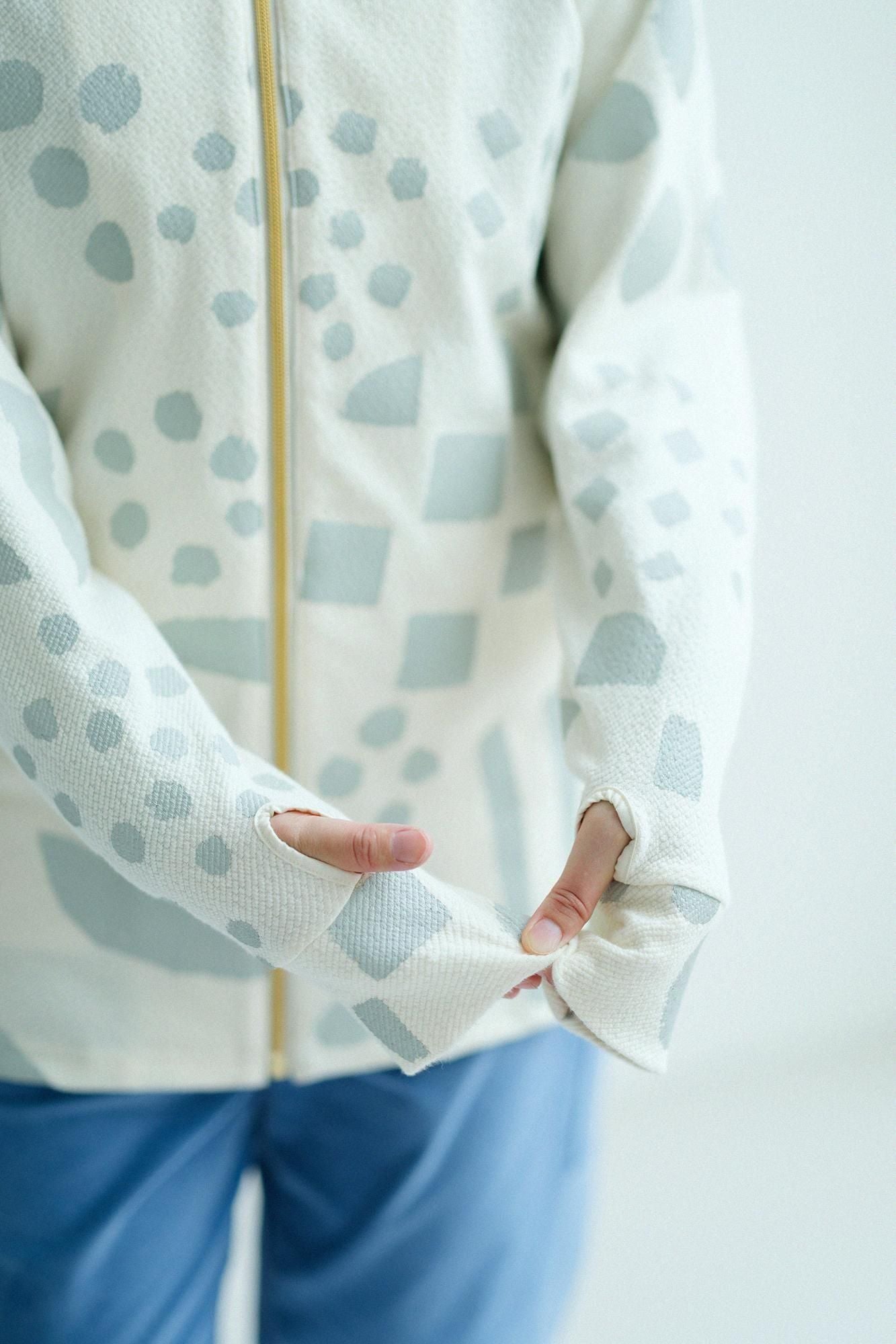 Puckered Jacquard H.W.S ZIP UP Blouson / Spring Buds Sunny Ivory