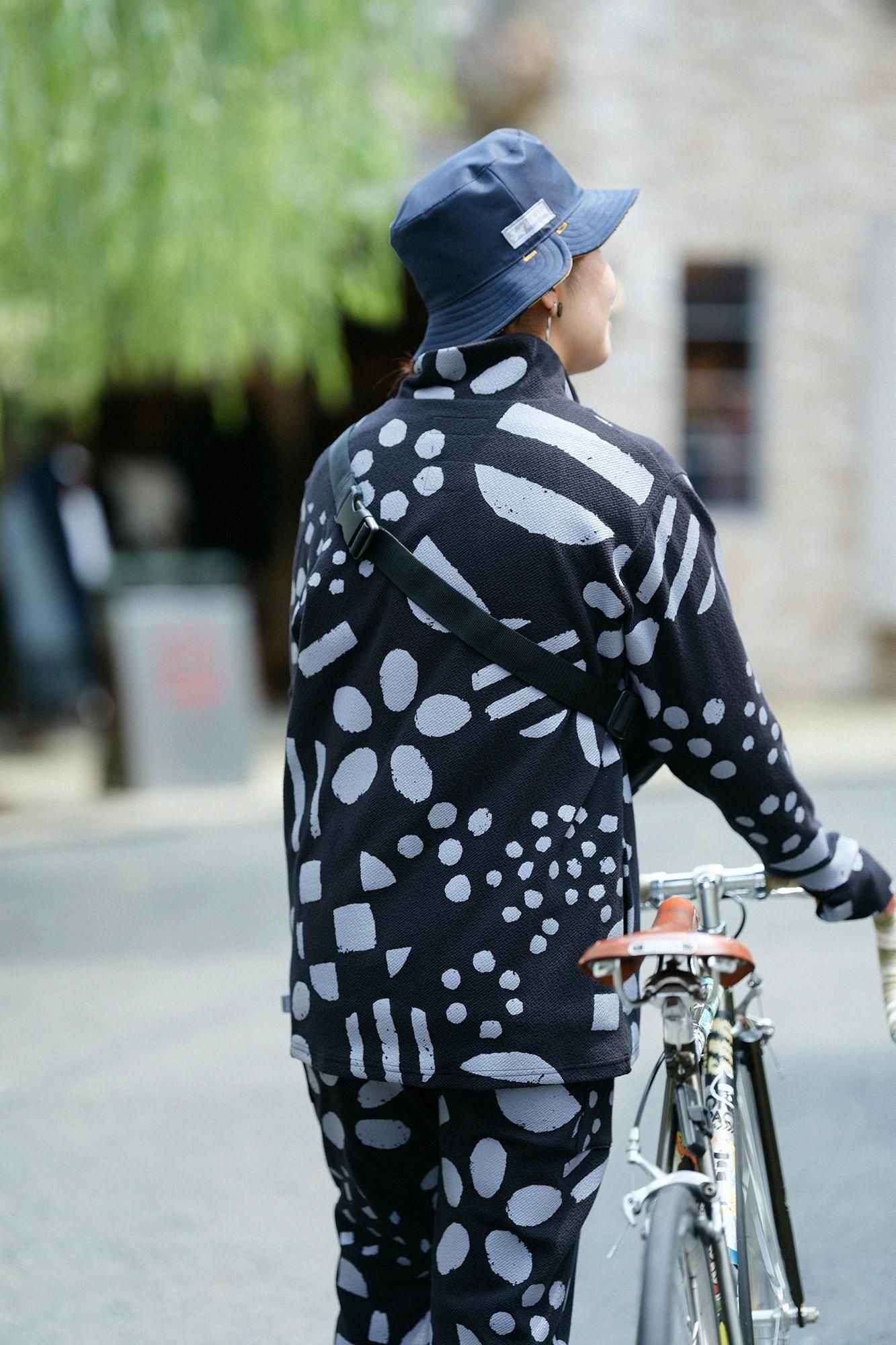 Puckered Jacquard H.W.S ZIP UP Blouson / Spring Buds Sunny Black