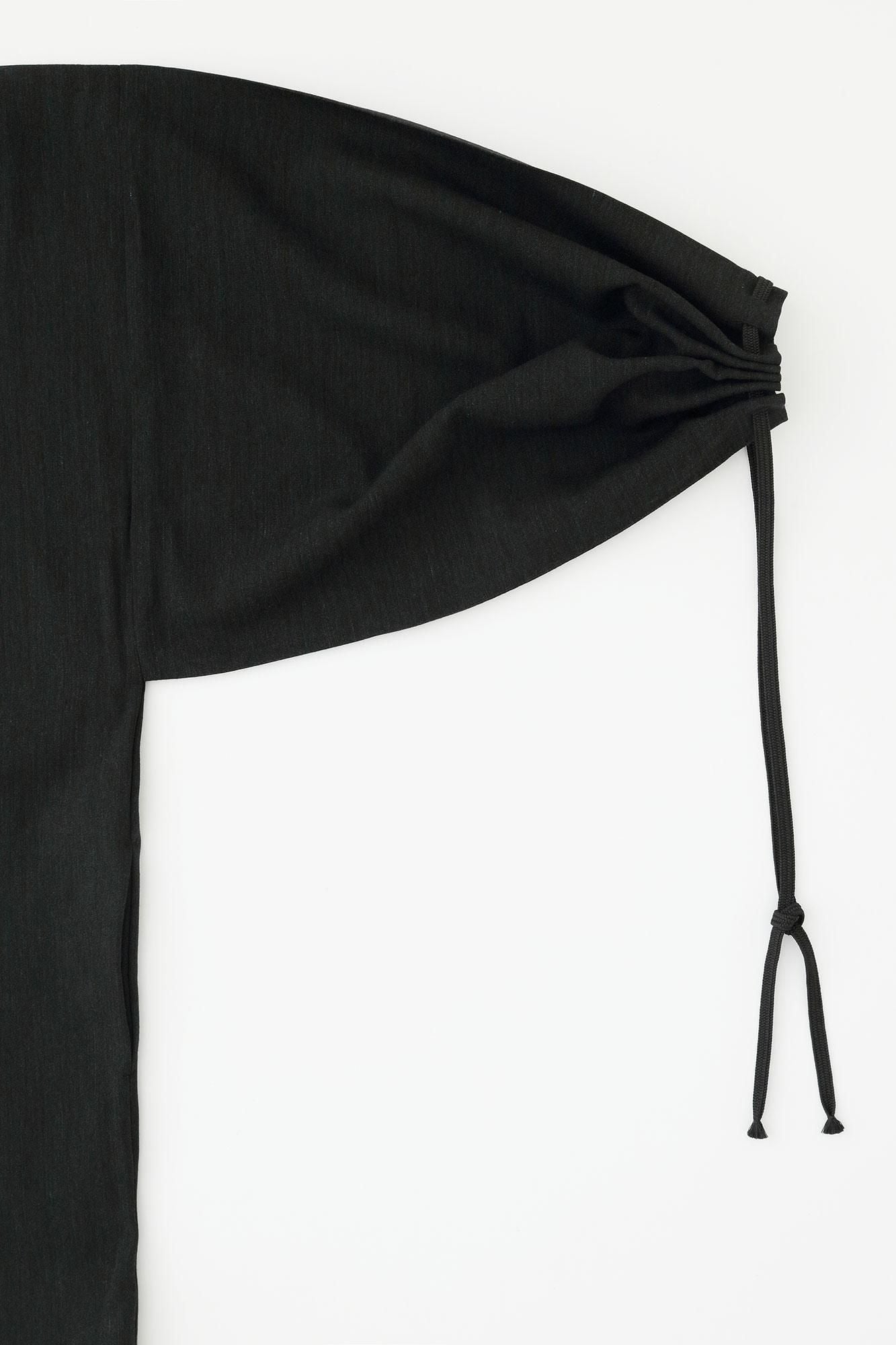 【net限定】毛麻混（けあさこん） 宮中袖（きゅうちゅうそで） 短衣（たんい） 単（ひとえ）／濡羽色（ぬればいろ）