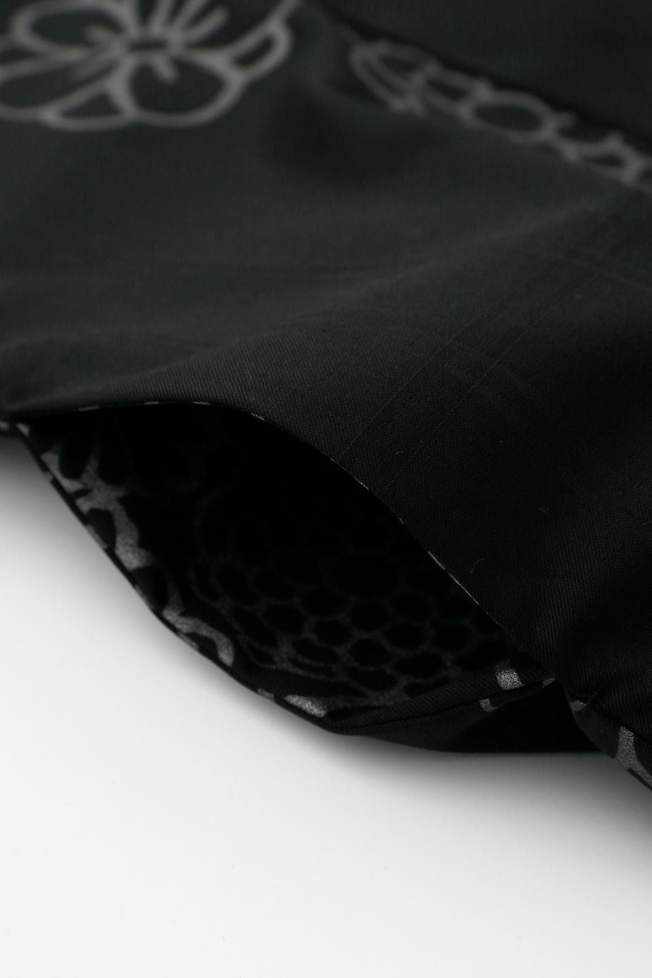 梳毛（そもう）×ソロテックス(R)ツイル 角袖袢纏（かくそではんてん） 単（ひとえ）／金襴緞子（きんらんどんす） 濡羽色（ぬればいろ）