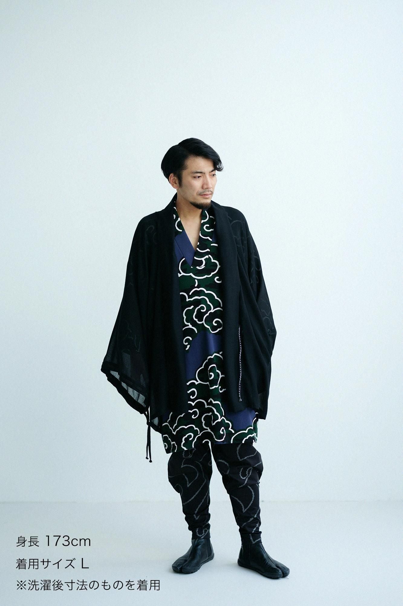 伸（しん） 綾織（あやおり） 裁付（たっつけ）えんゆう穿き／山万波（やままんぱ）濡羽色（ぬればいろ）