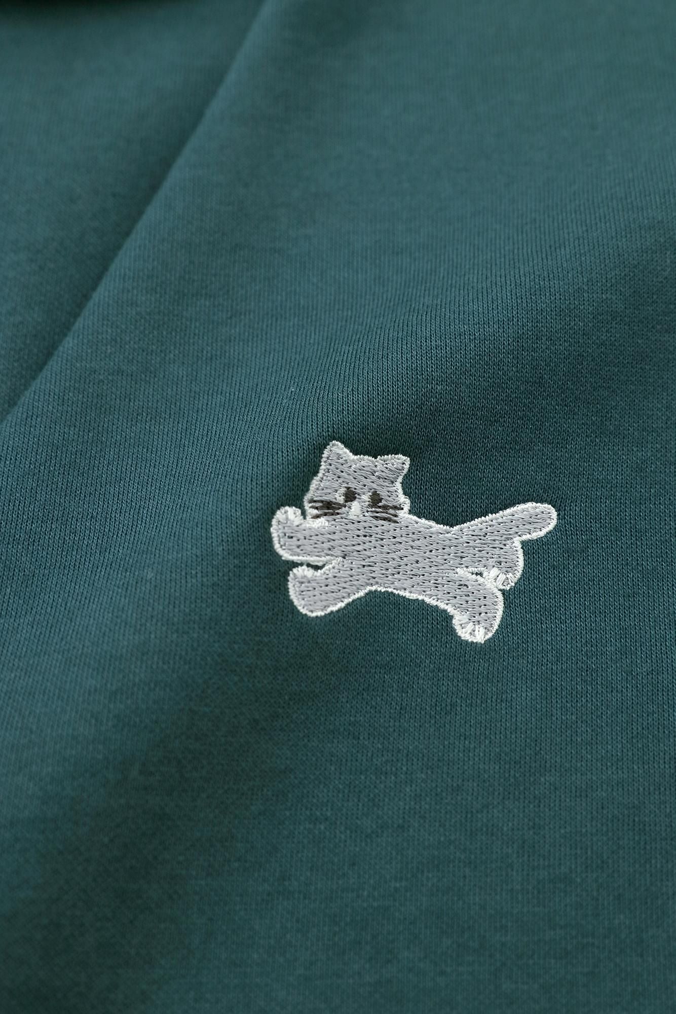 Cardboard Knit Collarless V-neck BIKE Jacket / Bottle Green