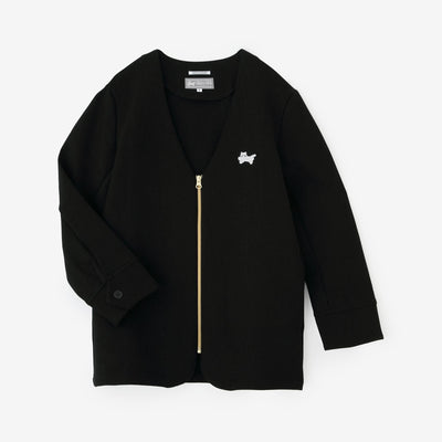 Cardboard Knit Collarless V-neck BIKE Jacket / Black