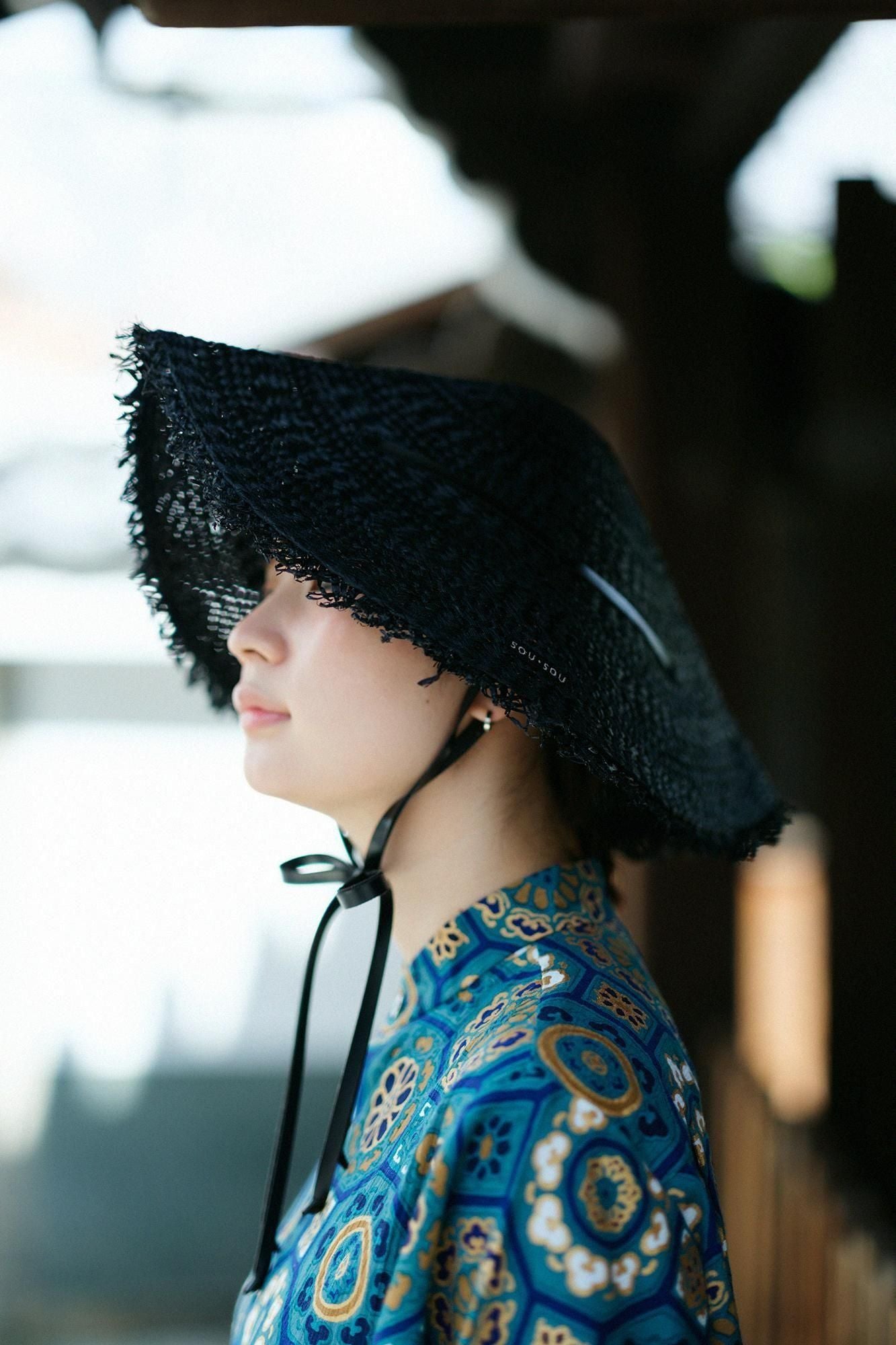 오와리 접힌 모자/검은색