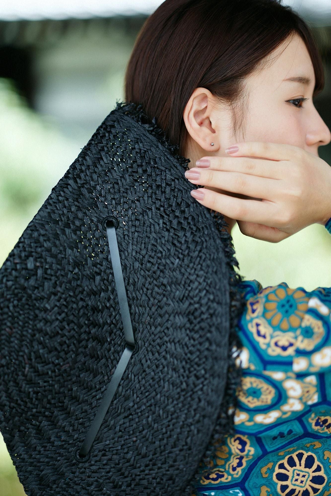 오와리 접힌 모자/검은색