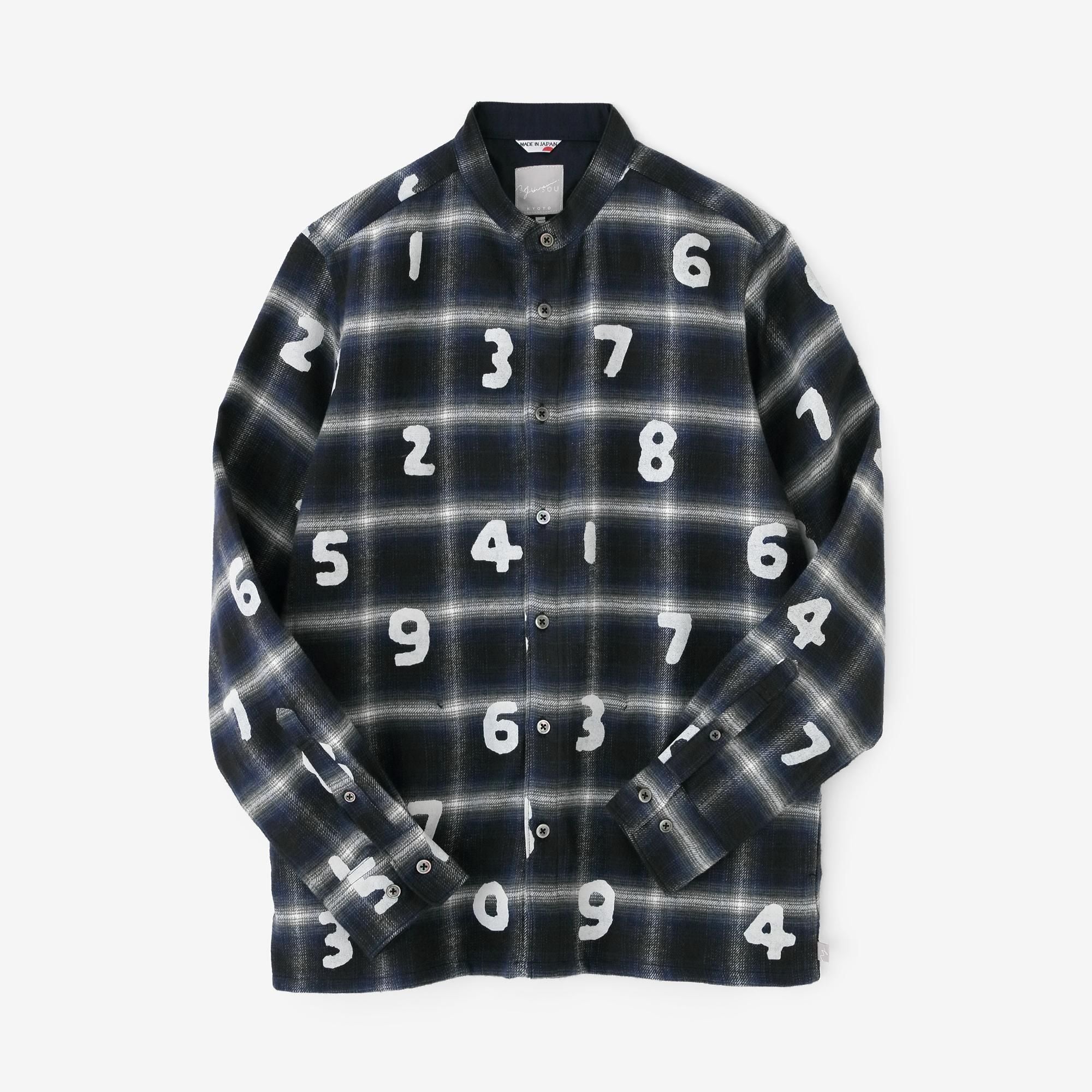 法蘭絨格子 立領襯衫 SP/SO-SU-U十數 深藍