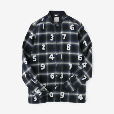 法蘭絨格子 立領襯衫 SP/SO-SU-U十數 深藍