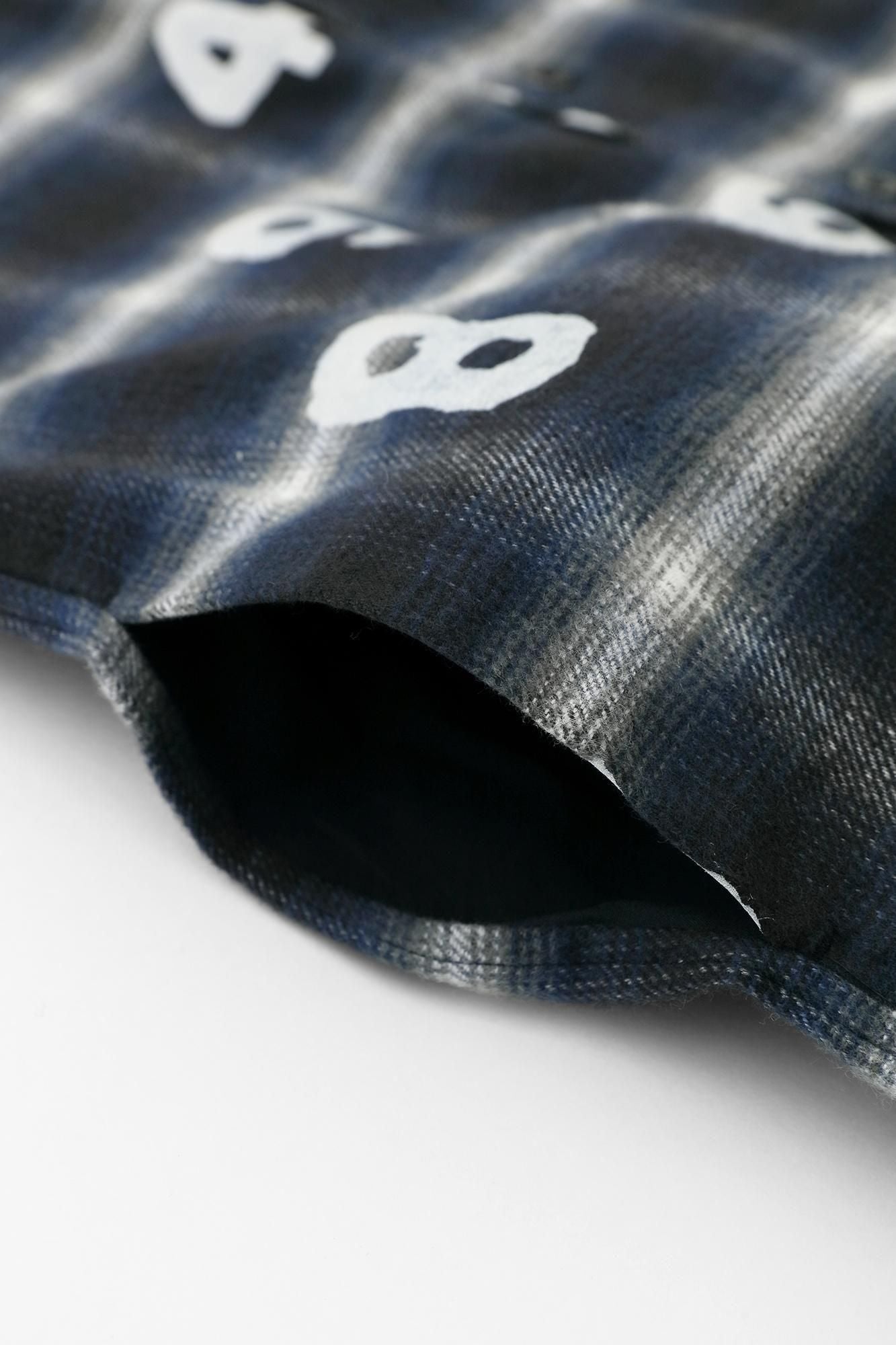 法蘭絨格子 立領襯衫 SP/SO-SU-U十數 深藍